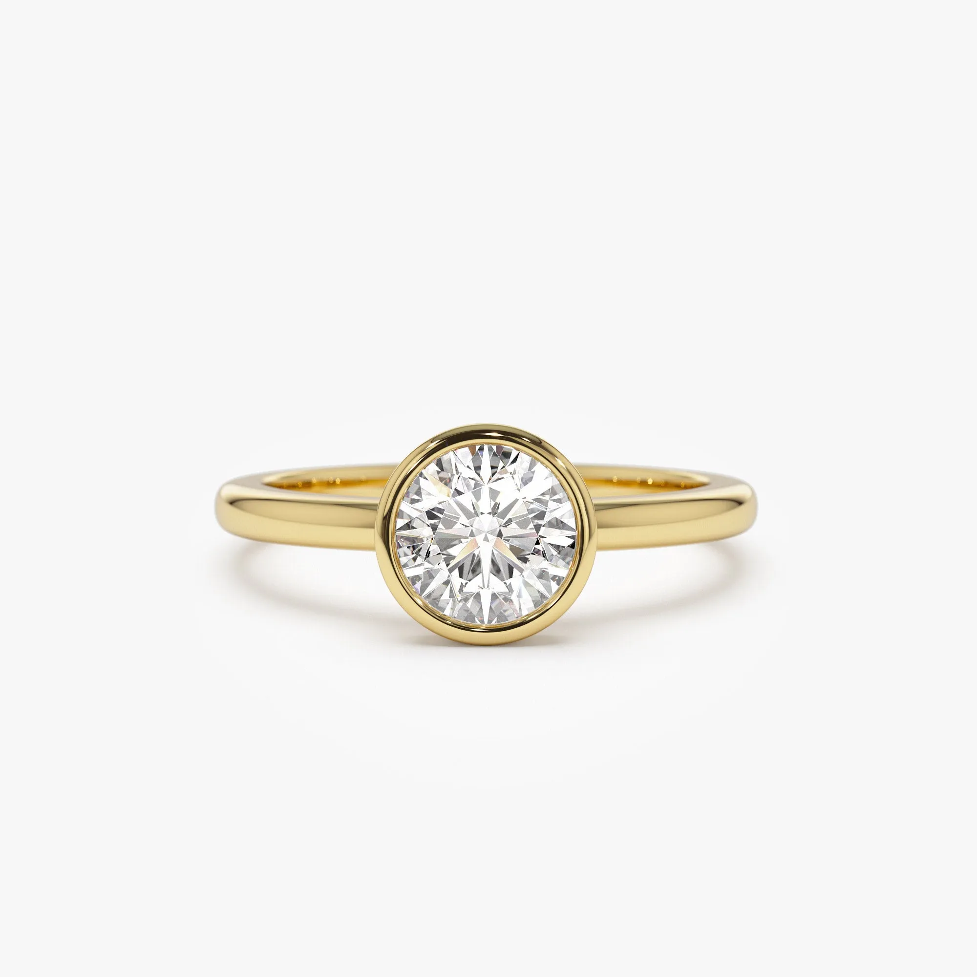 0.75 - 1.50 ctw 14k Bezel Setting Round Shape Lab Grown Diamond Engagement Ring - Lydia