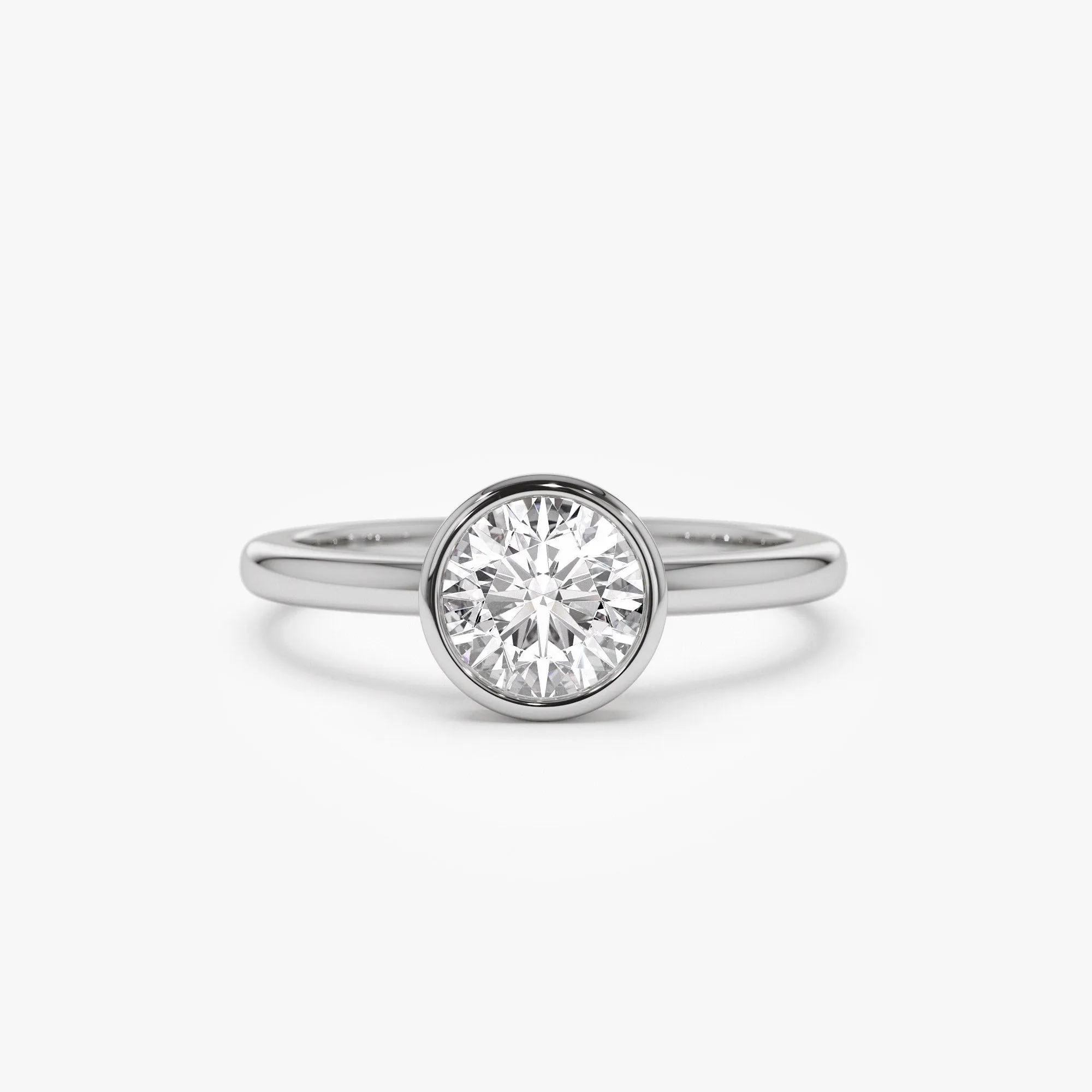 0.75 - 1.50 ctw 14k Bezel Setting Round Shape Lab Grown Diamond Engagement Ring - Lydia