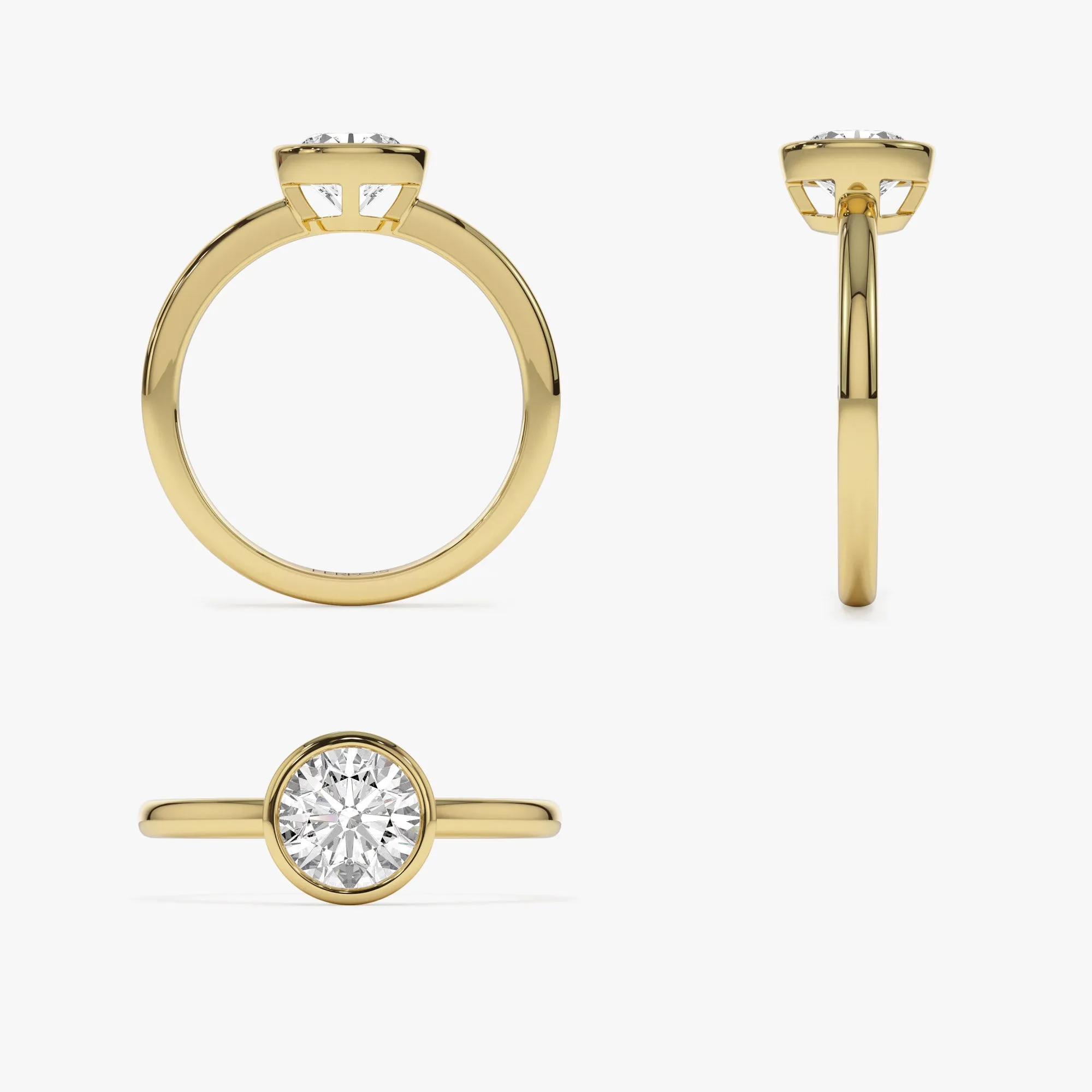 0.75 - 1.50 ctw 14k Bezel Setting Round Shape Lab Grown Diamond Engagement Ring - Lydia