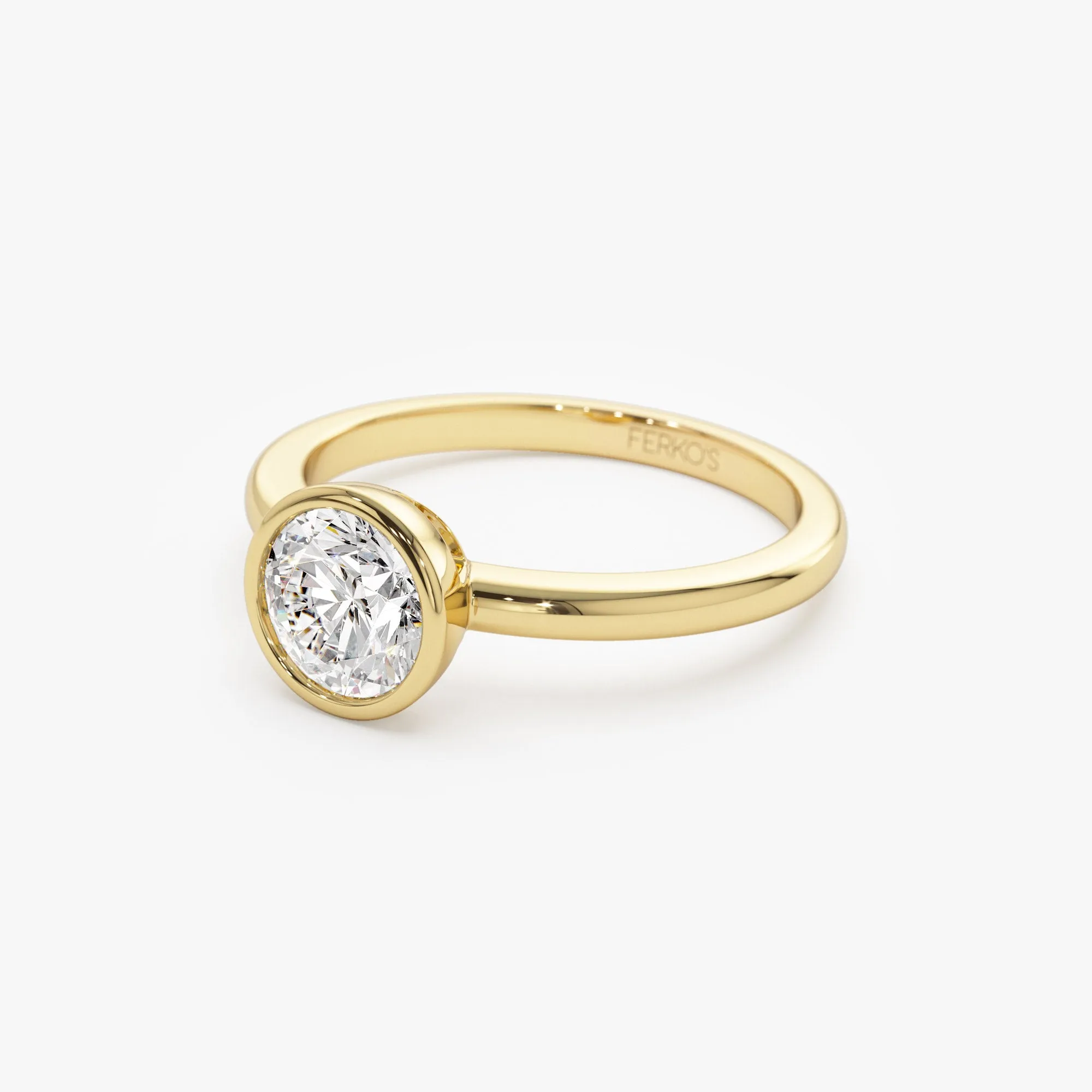 0.75 - 1.50 ctw 14k Bezel Setting Round Shape Lab Grown Diamond Engagement Ring - Lydia