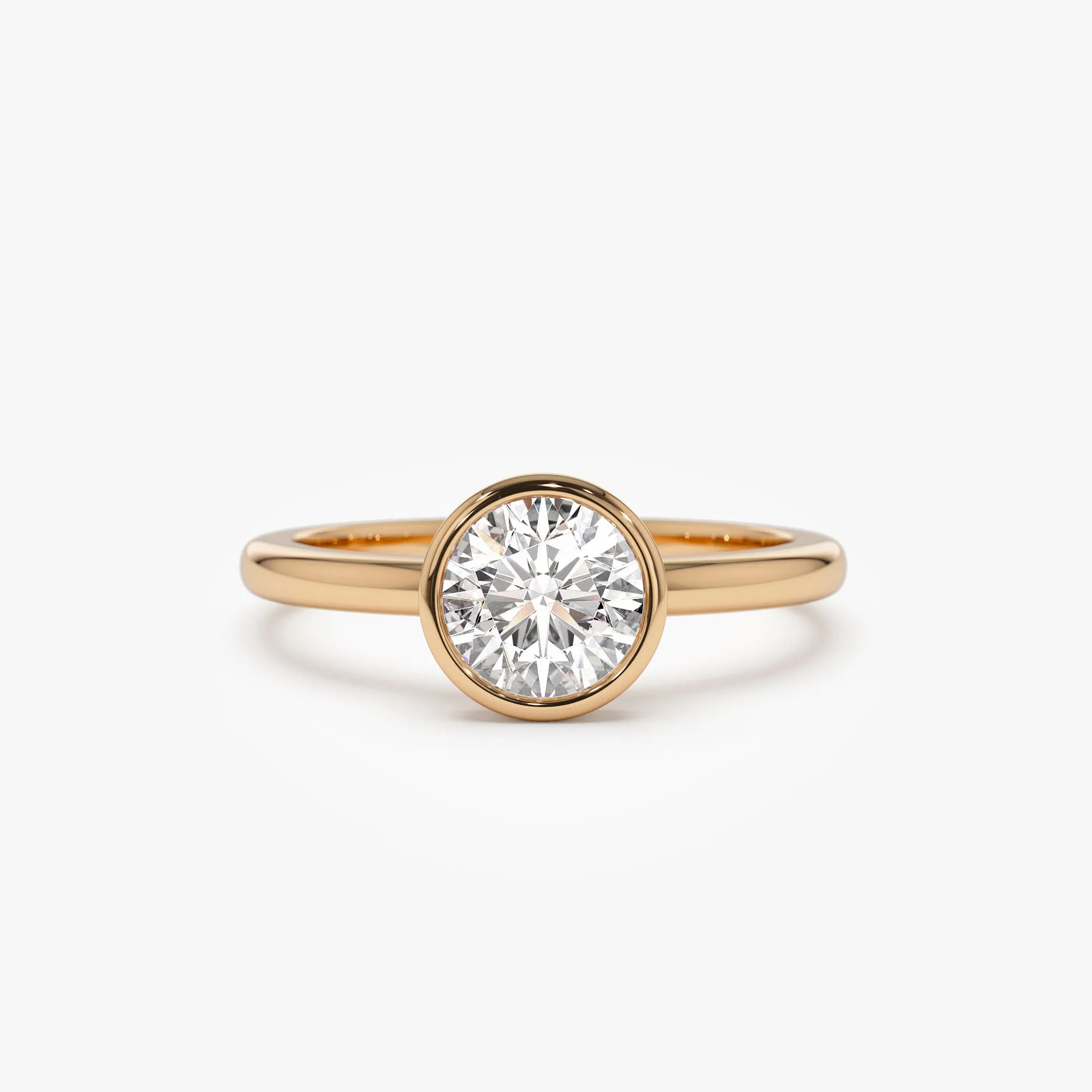 0.75 - 1.50 ctw 14k Bezel Setting Round Shape Lab Grown Diamond Engagement Ring - Lydia