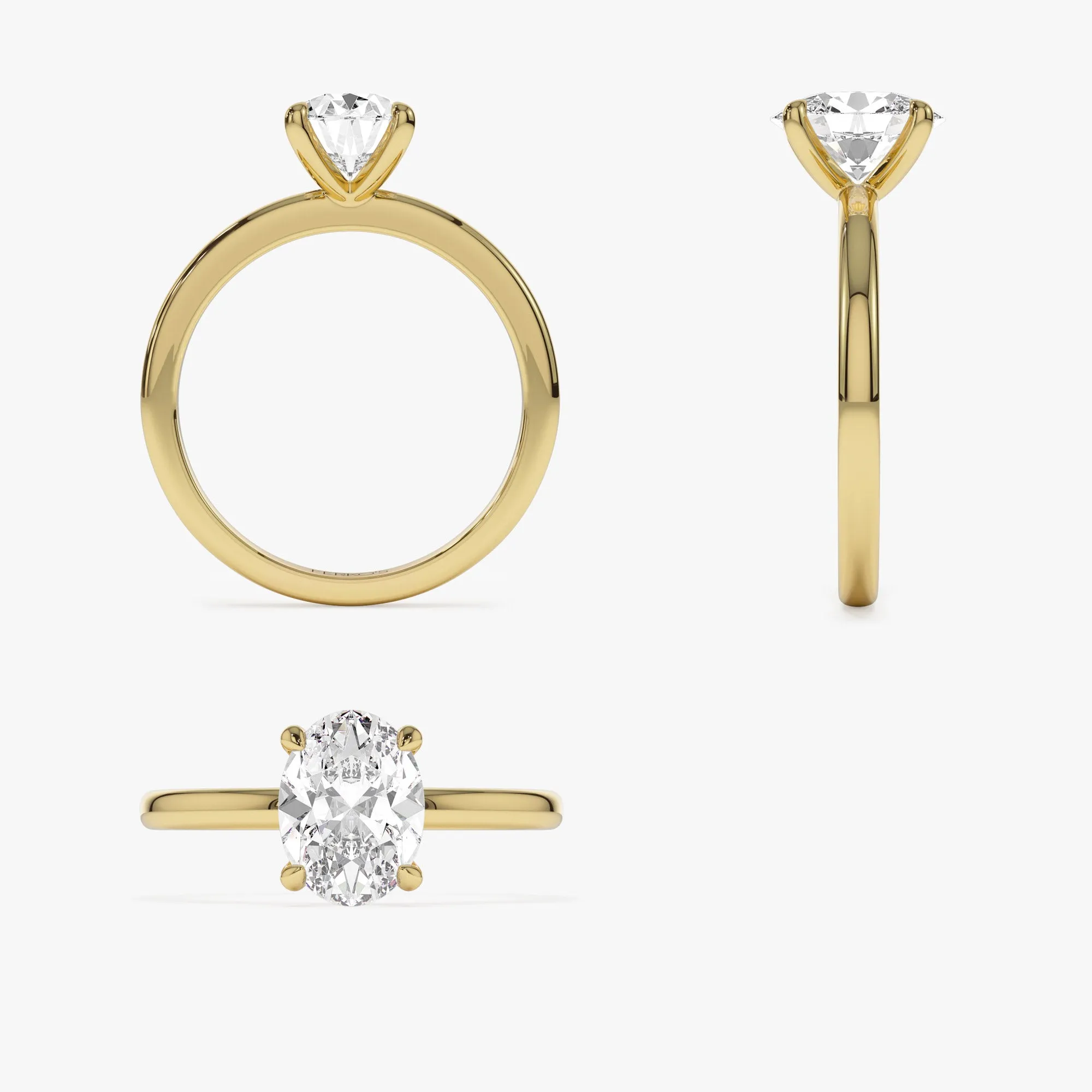 0.75 - 1.50 ctw 14k Four Prong Setting Oval Shaped Lab Grown Diamond Engagement Ring - Valeria