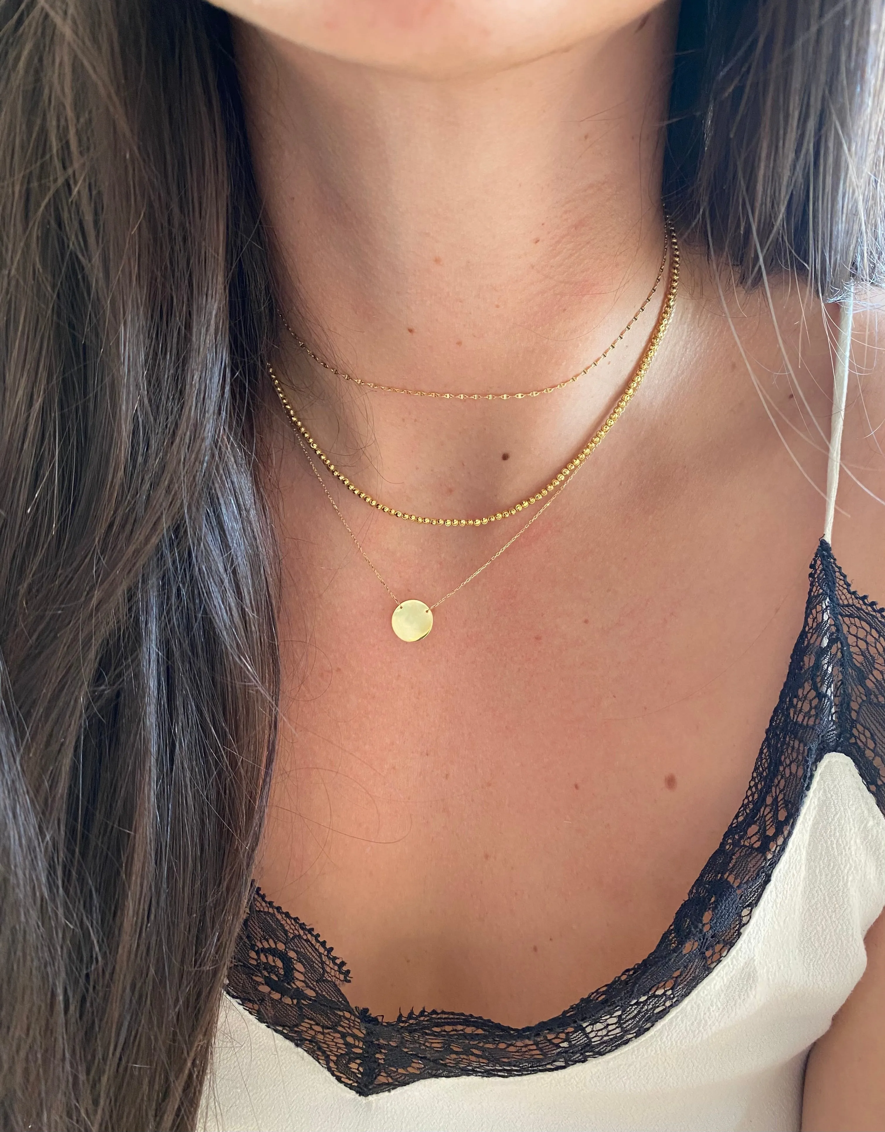 10 Karat Gold Mini Disc Necklace