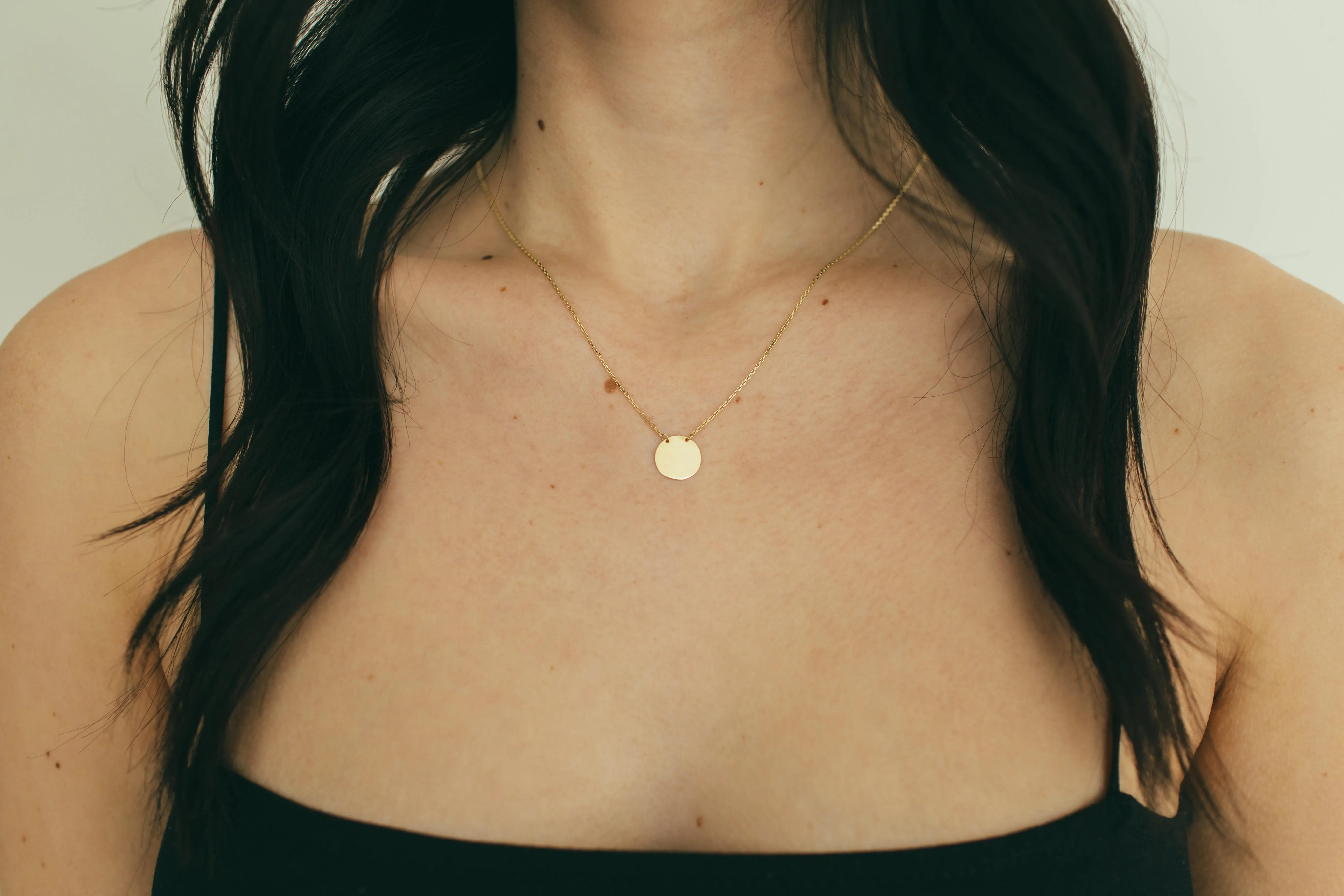 10 Karat Gold Mini Disc Necklace