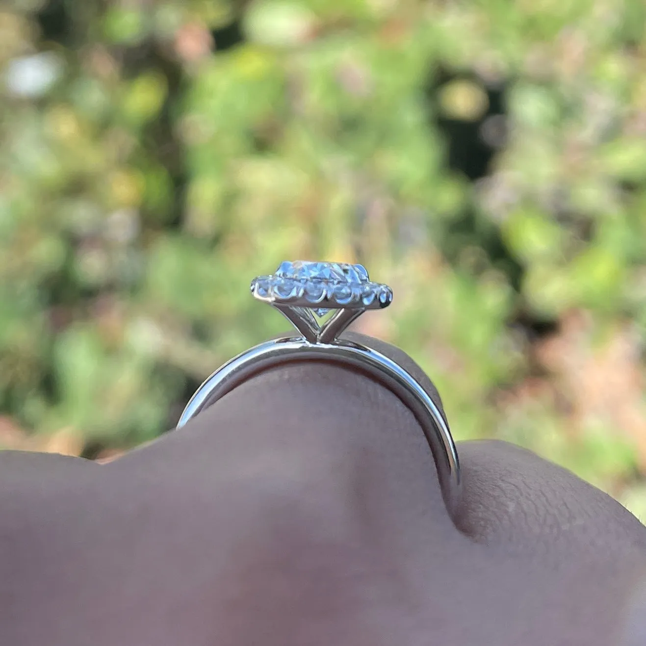 1.25 Oval Lab Created Diamond Engagement Ring with Halo