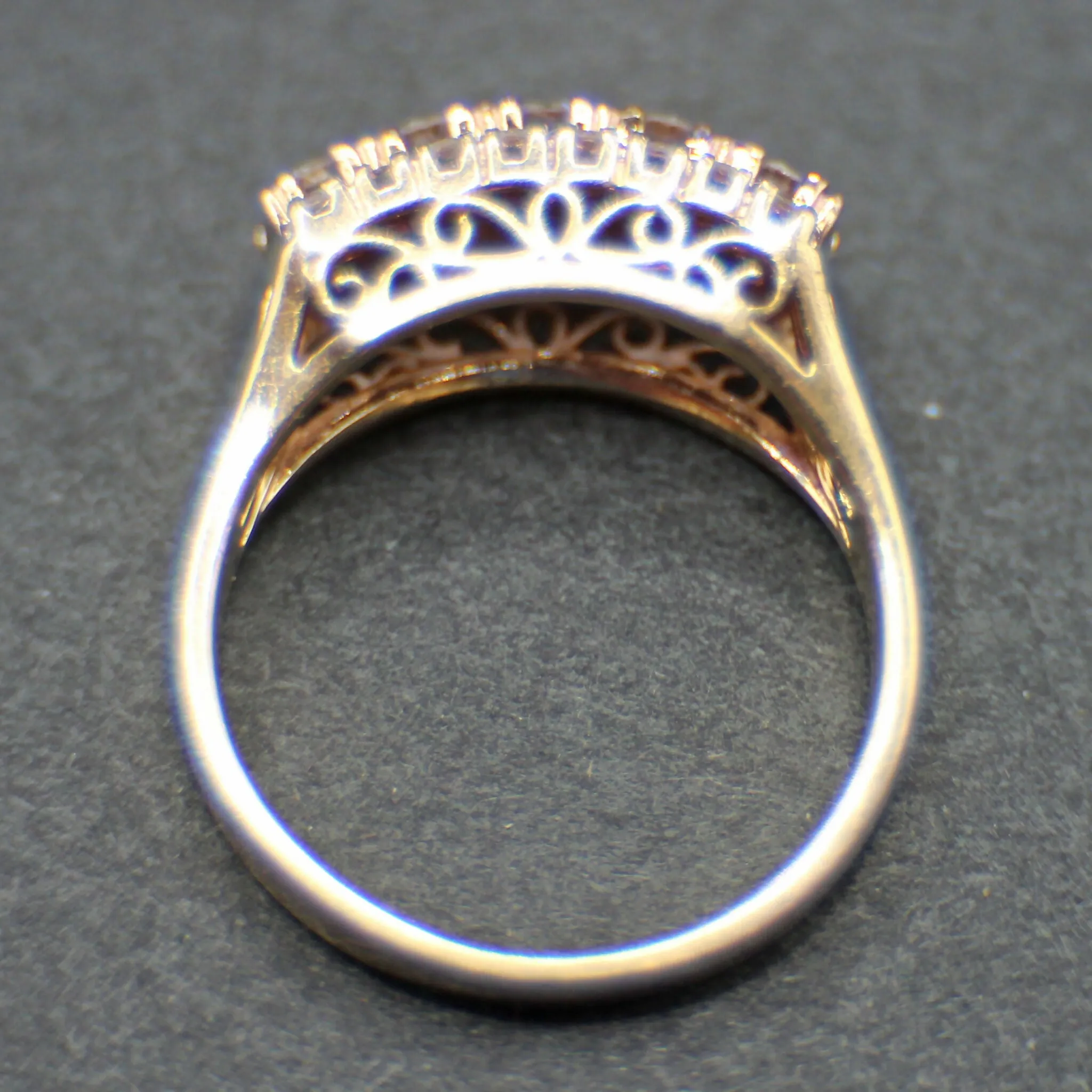 14ct three row diamond cluster ring