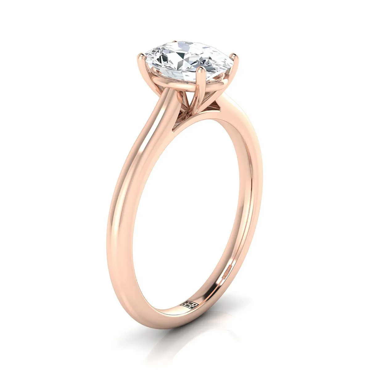 14K Rose Gold Oval Garnet Pinched Comfort Fit Claw Prong Solitaire Engagement Ring