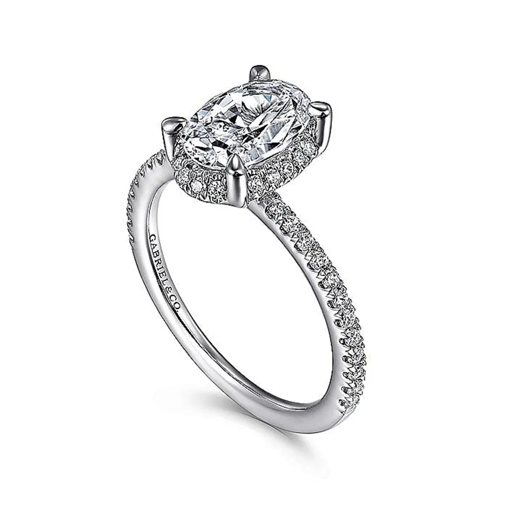 14K White Gold 'Hart' Hidden Halo Oval Diamond Engagement Ring