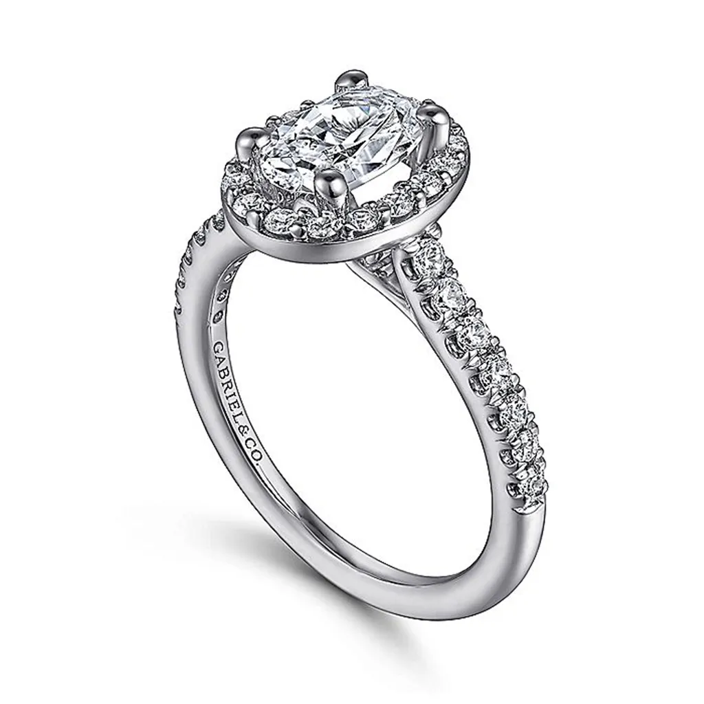 14K White Gold 'Lyla' Halo Oval Diamond Engagement Ring