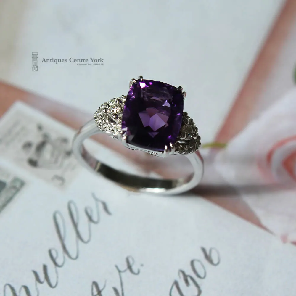18ct Fine Amethyst & Diamond Ring