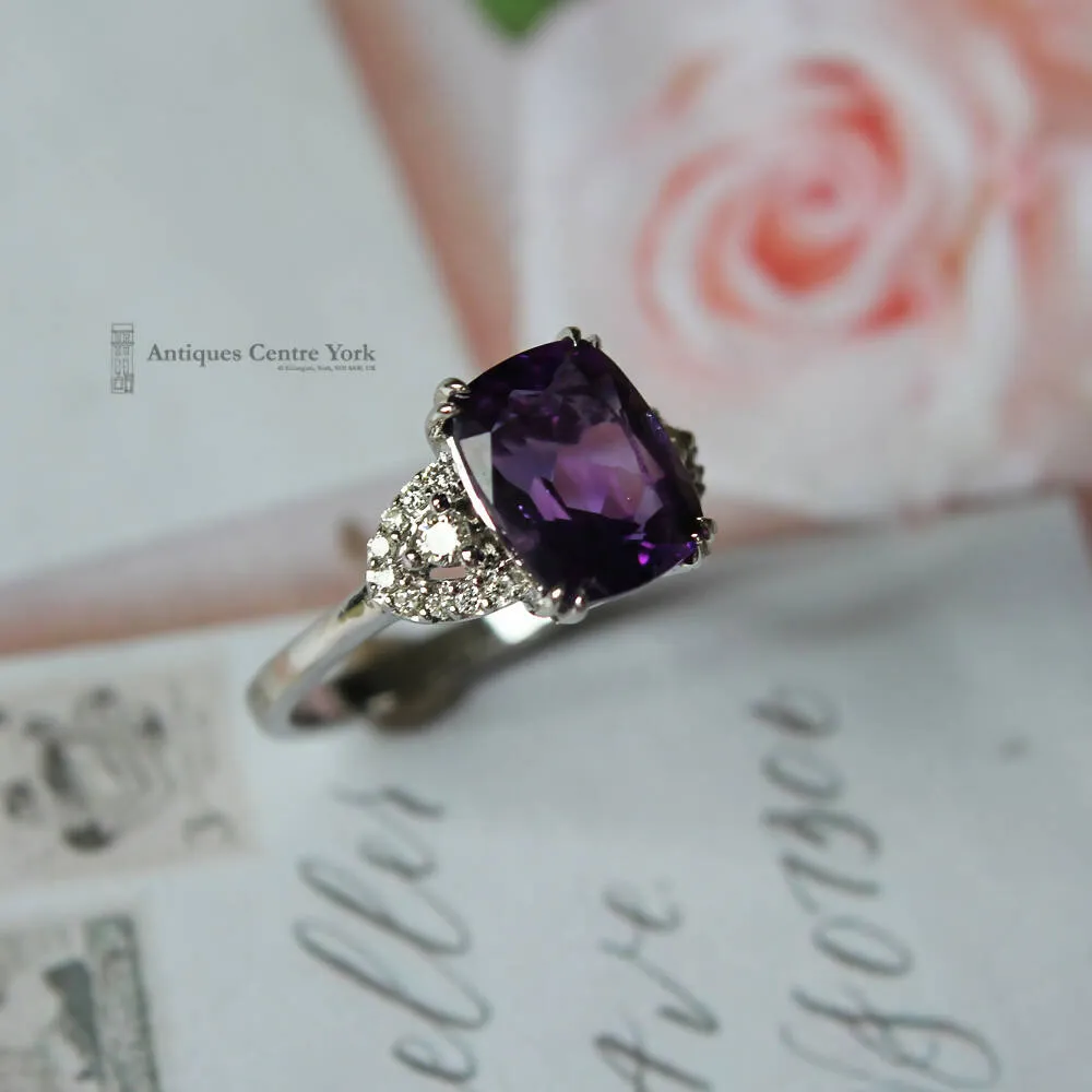18ct Fine Amethyst & Diamond Ring