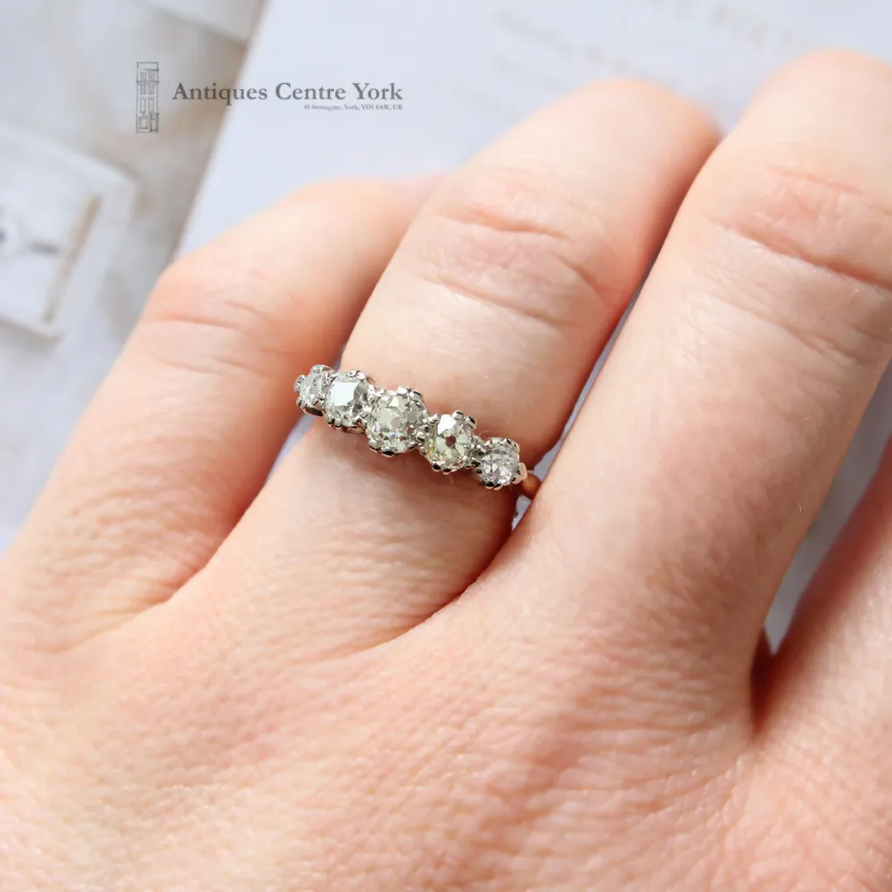 18ct Old Cut Diamond Five Stone 1.40cts