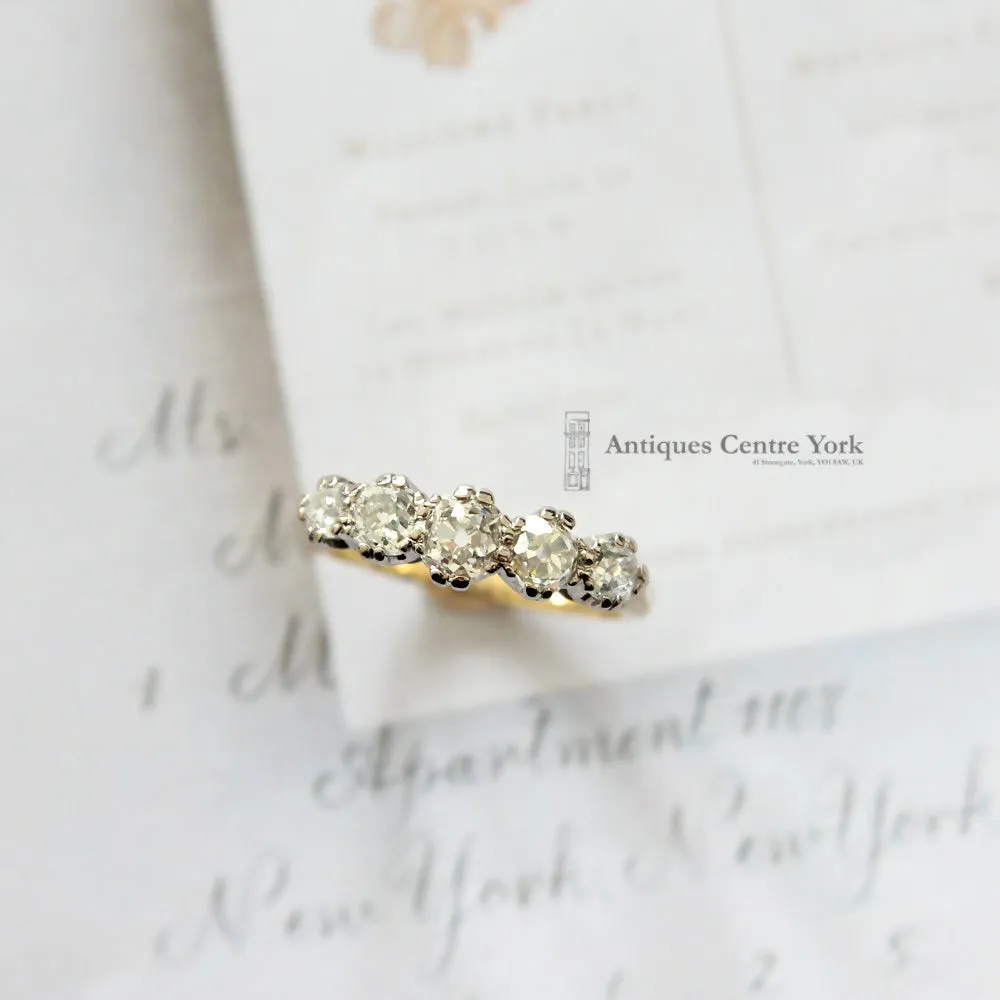 18ct Old Cut Diamond Five Stone 1.40cts