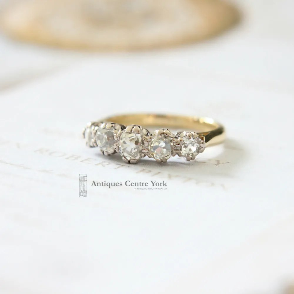 18ct Old Cut Diamond Five Stone 1.40cts