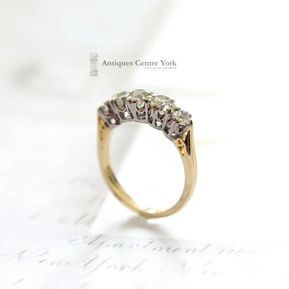 18ct Old Cut Diamond Five Stone 1.40cts