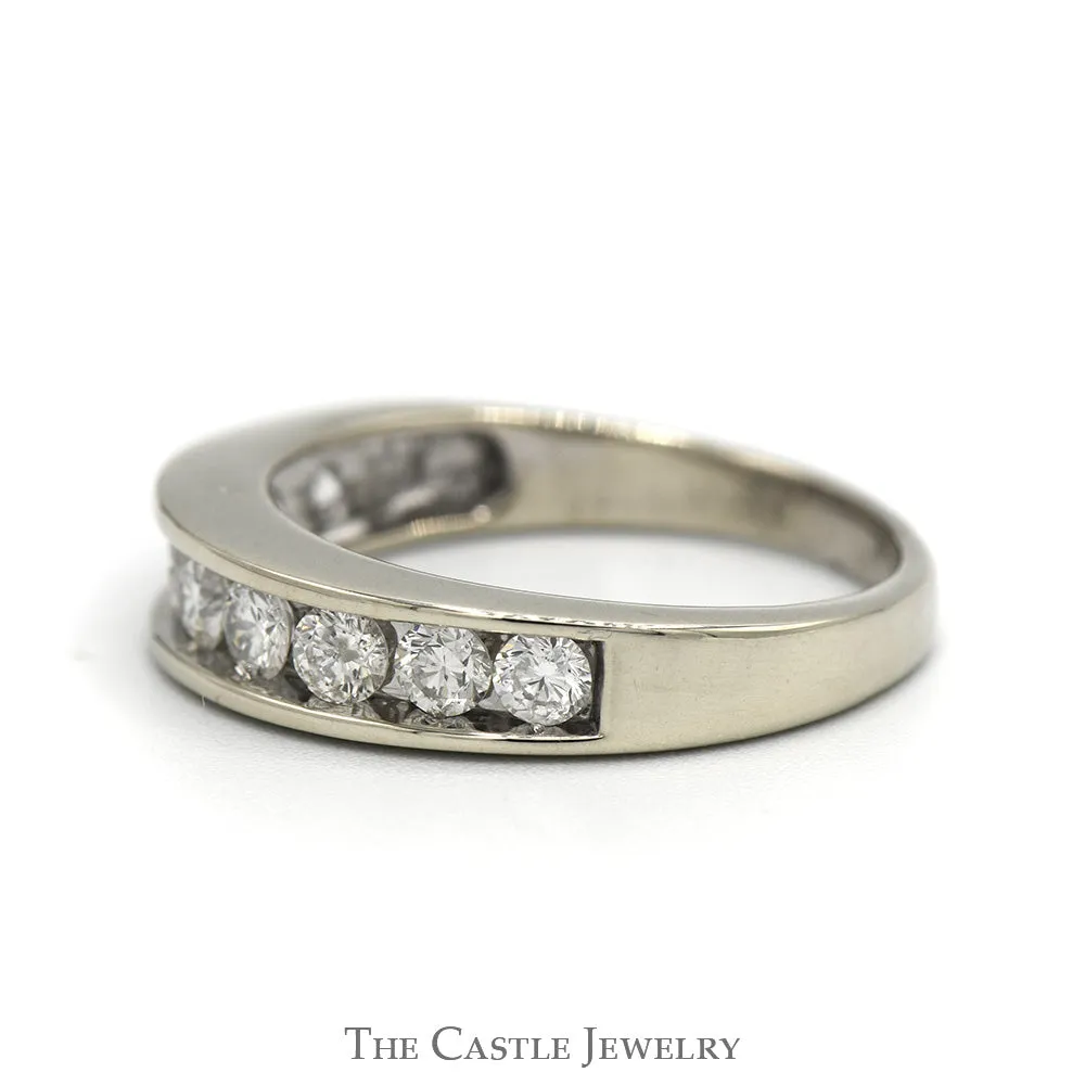 1cttw 9 Nick Set Diamond Wedding Band in 14k White Gold