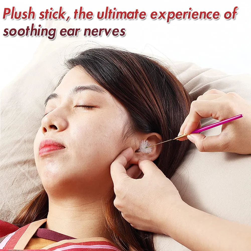 20Pcs Earwax Removal Kits Brushes for Ear, Ear Cleaning Tool Kits, Luminous Ear Picks Earwax Catcher Cleaning Brushes Clips Goose Feather Ear Pick Stick, Adults and Children Ear Wax Removal Tool
