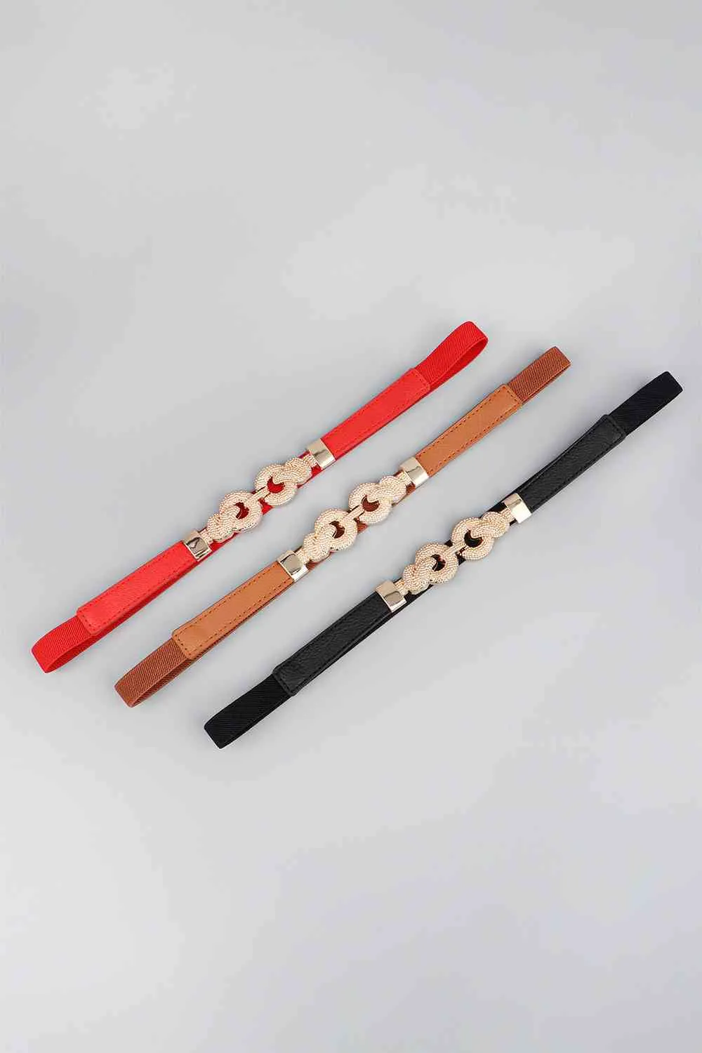 3 Zinc Alloy Vegan Leather Thin Belt