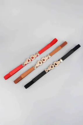 3 Zinc Alloy Vegan Leather Thin Belt