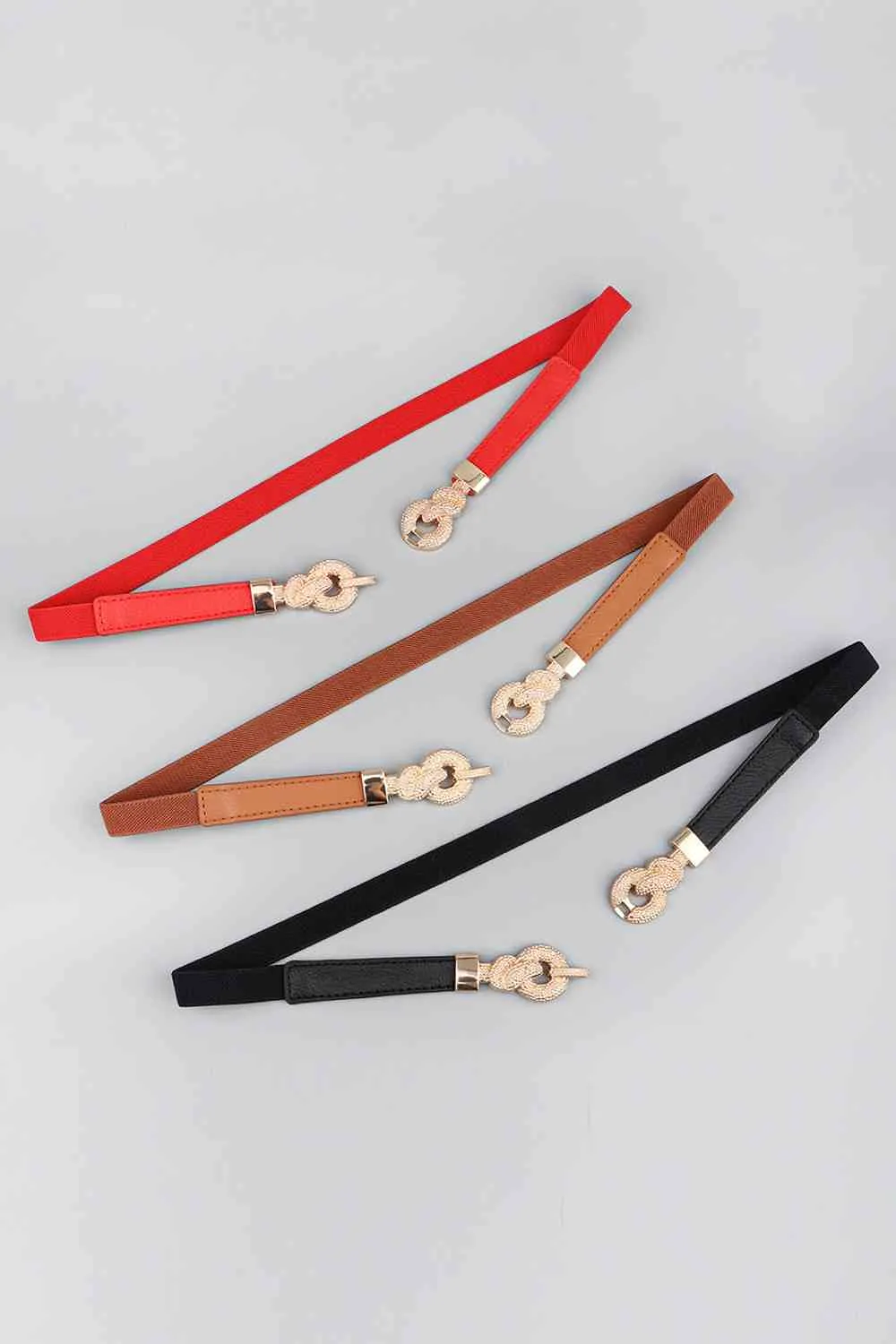 3 Zinc Alloy Vegan Leather Thin Belt