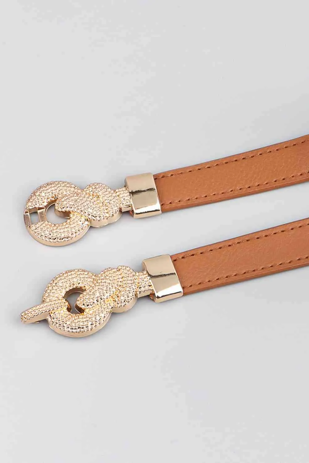 3 Zinc Alloy Vegan Leather Thin Belt