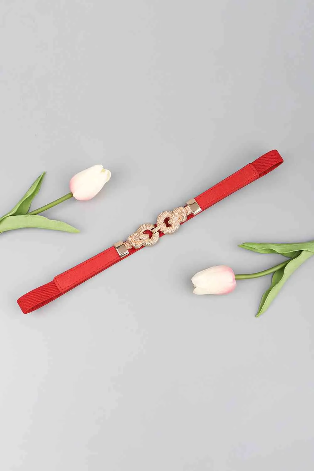 3 Zinc Alloy Vegan Leather Thin Belt