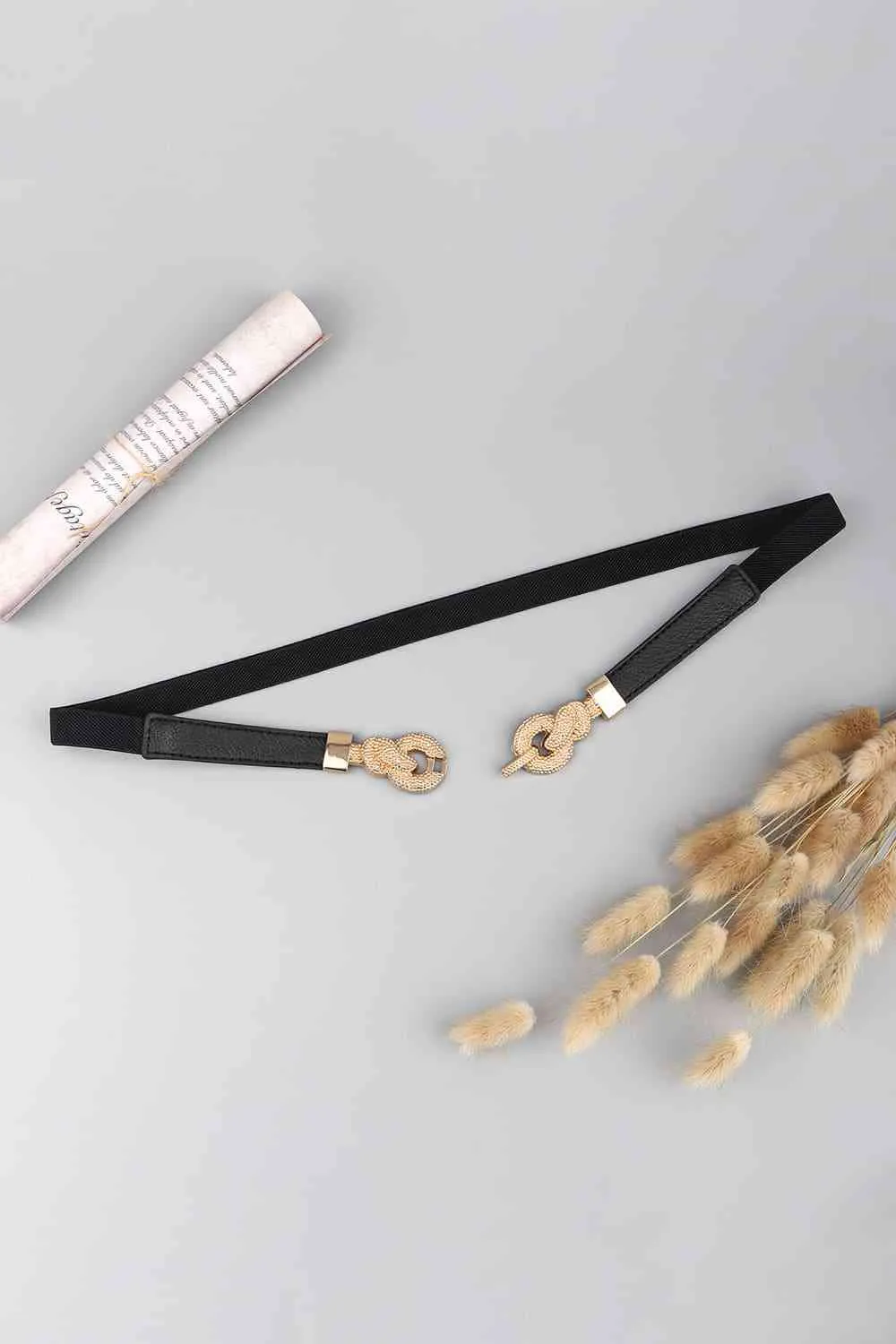 3 Zinc Alloy Vegan Leather Thin Belt