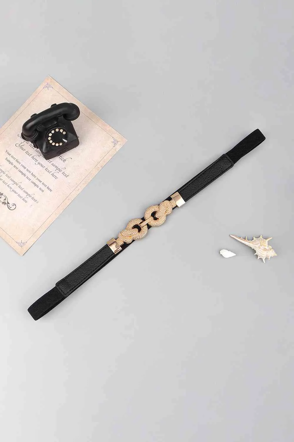 3 Zinc Alloy Vegan Leather Thin Belt