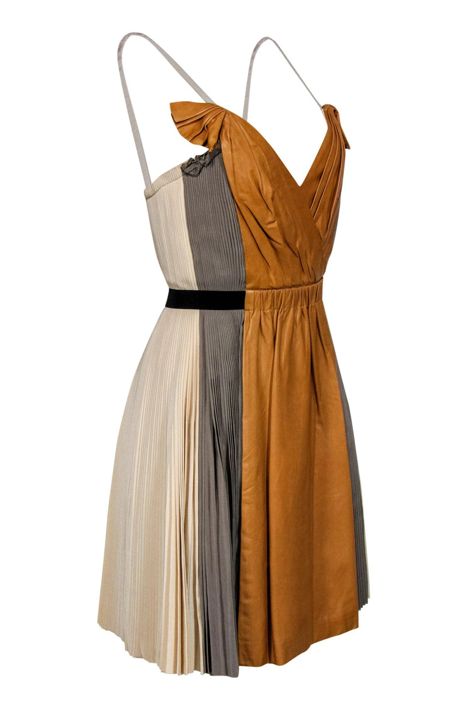 3.1 Phillip Lim - Pleated Leather Colorblock Dress Sz 2