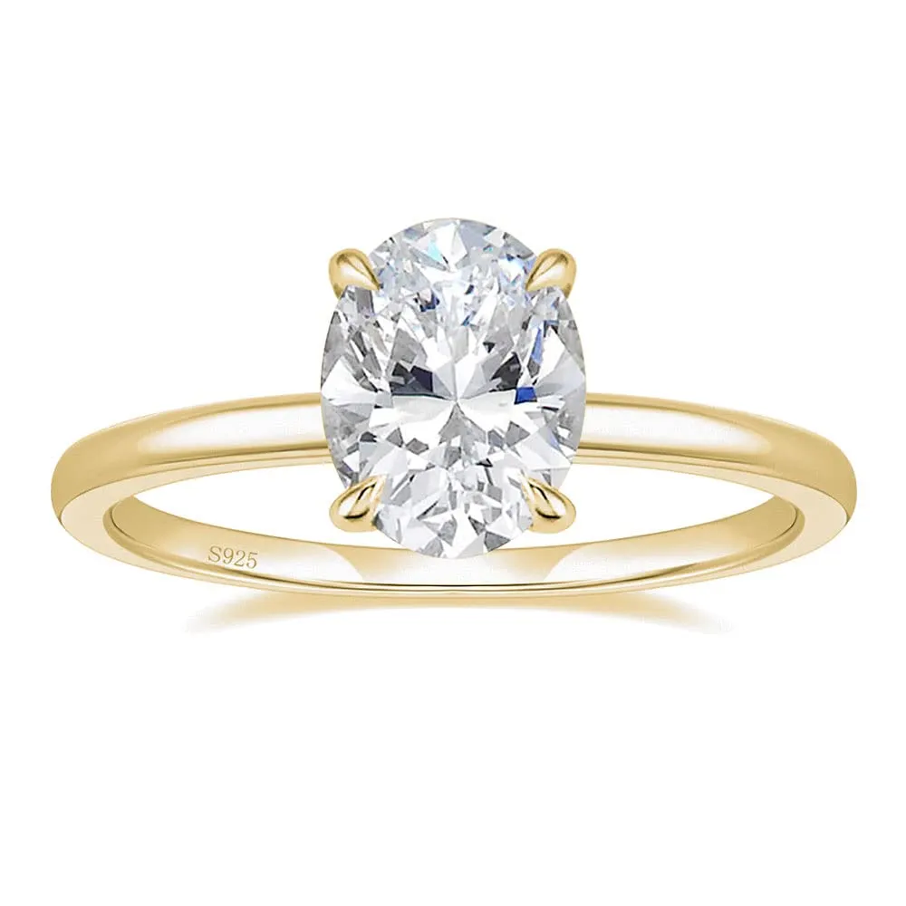 3CT Oval Cut Solitaire Cubic Zirconia Promise Ring