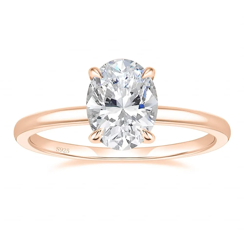 3CT Oval Cut Solitaire Cubic Zirconia Promise Ring