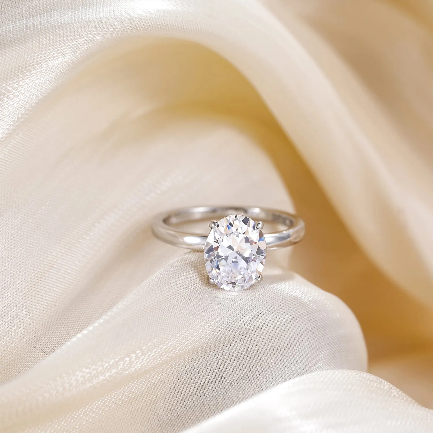 3CT Oval Cut Solitaire Cubic Zirconia Promise Ring