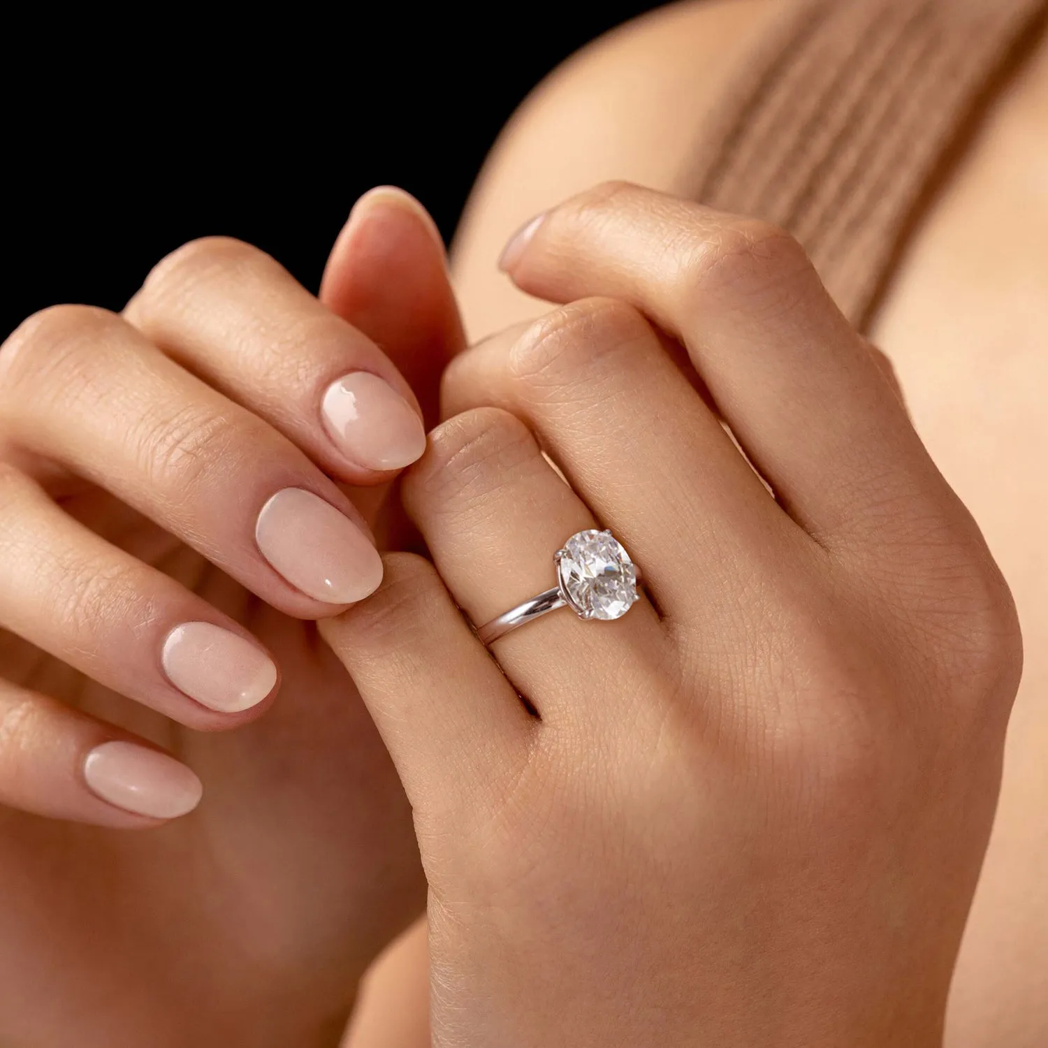 3CT Oval Cut Solitaire Cubic Zirconia Promise Ring