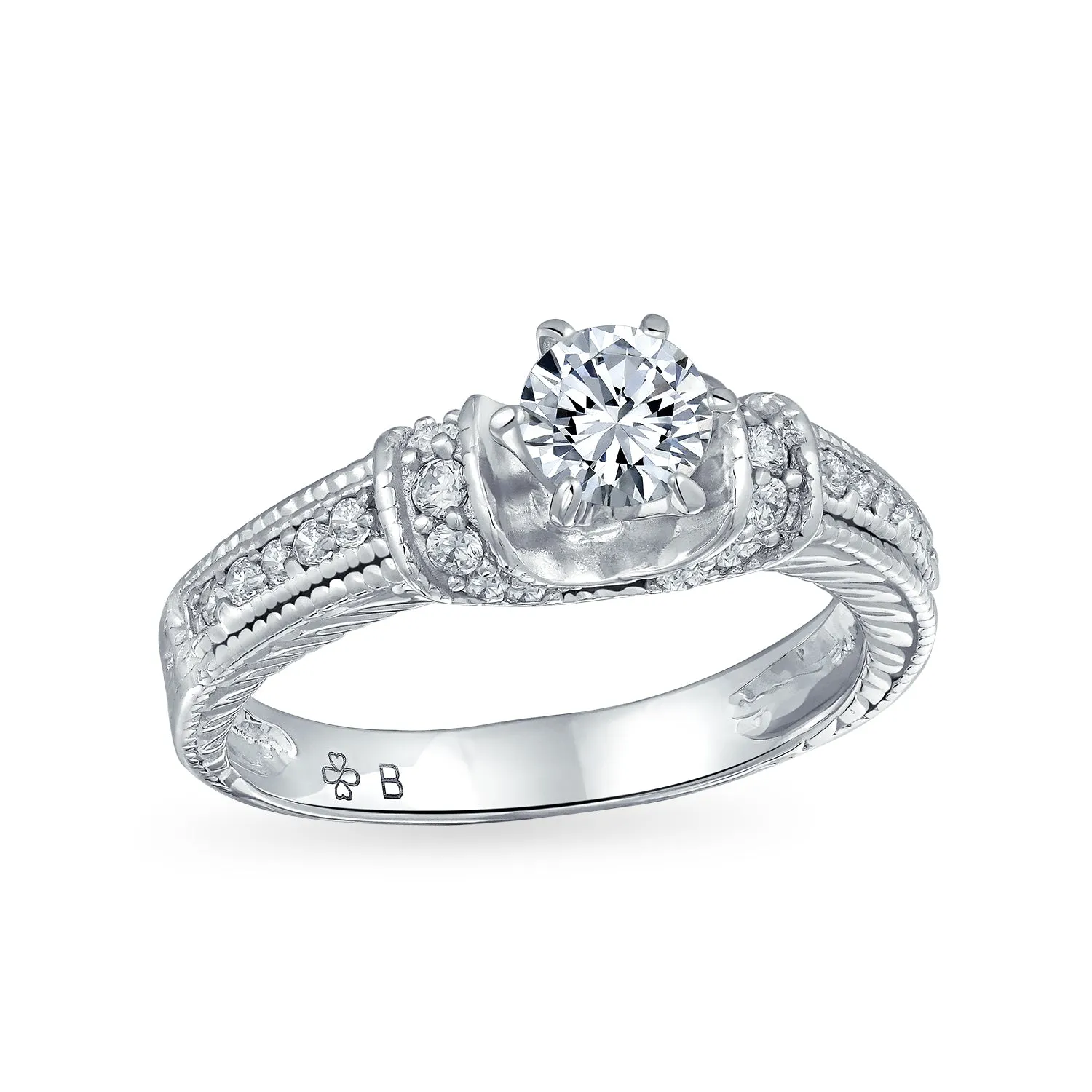 3CT Solitaire CZ Engagement Ring Sterling Silver Rose Gold Plated