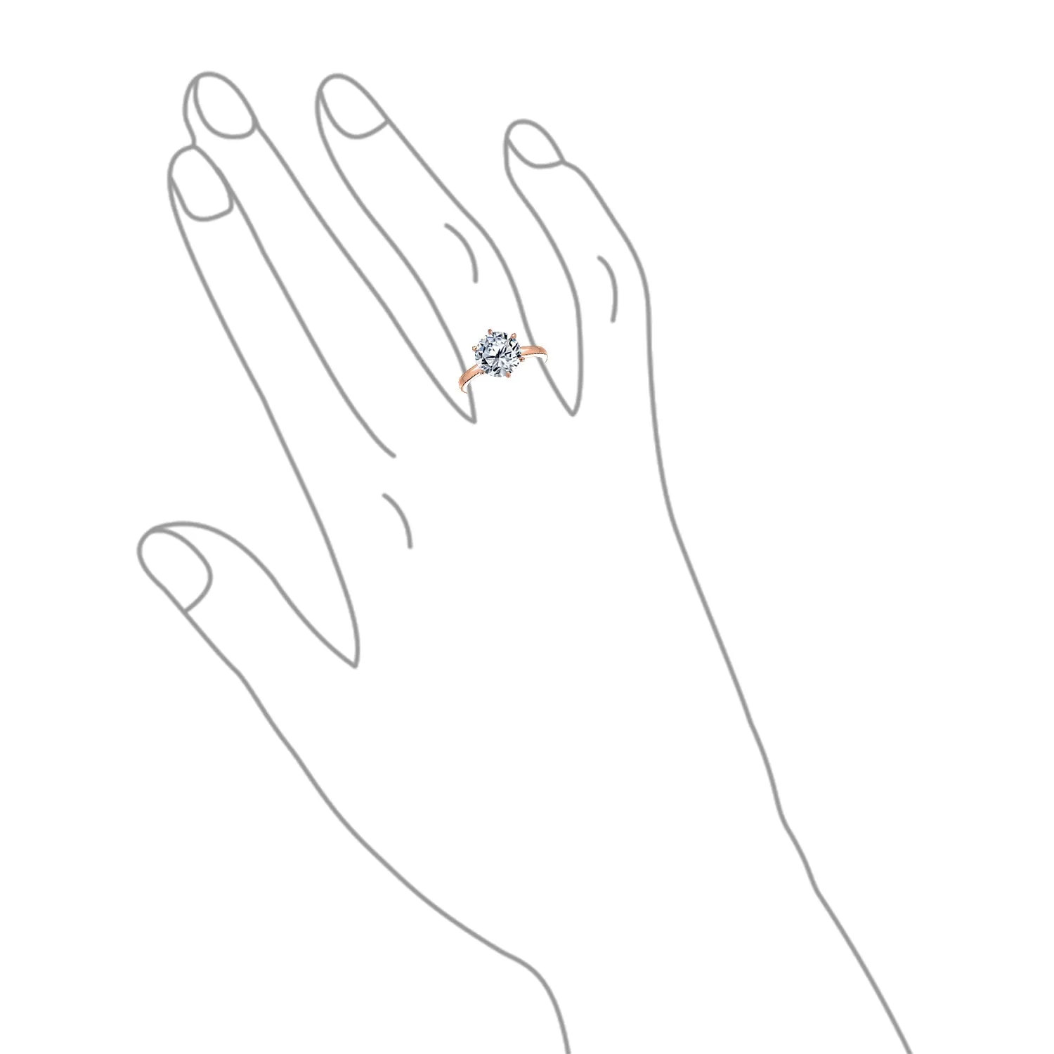 3CT Solitaire CZ Engagement Ring Sterling Silver Rose Gold Plated