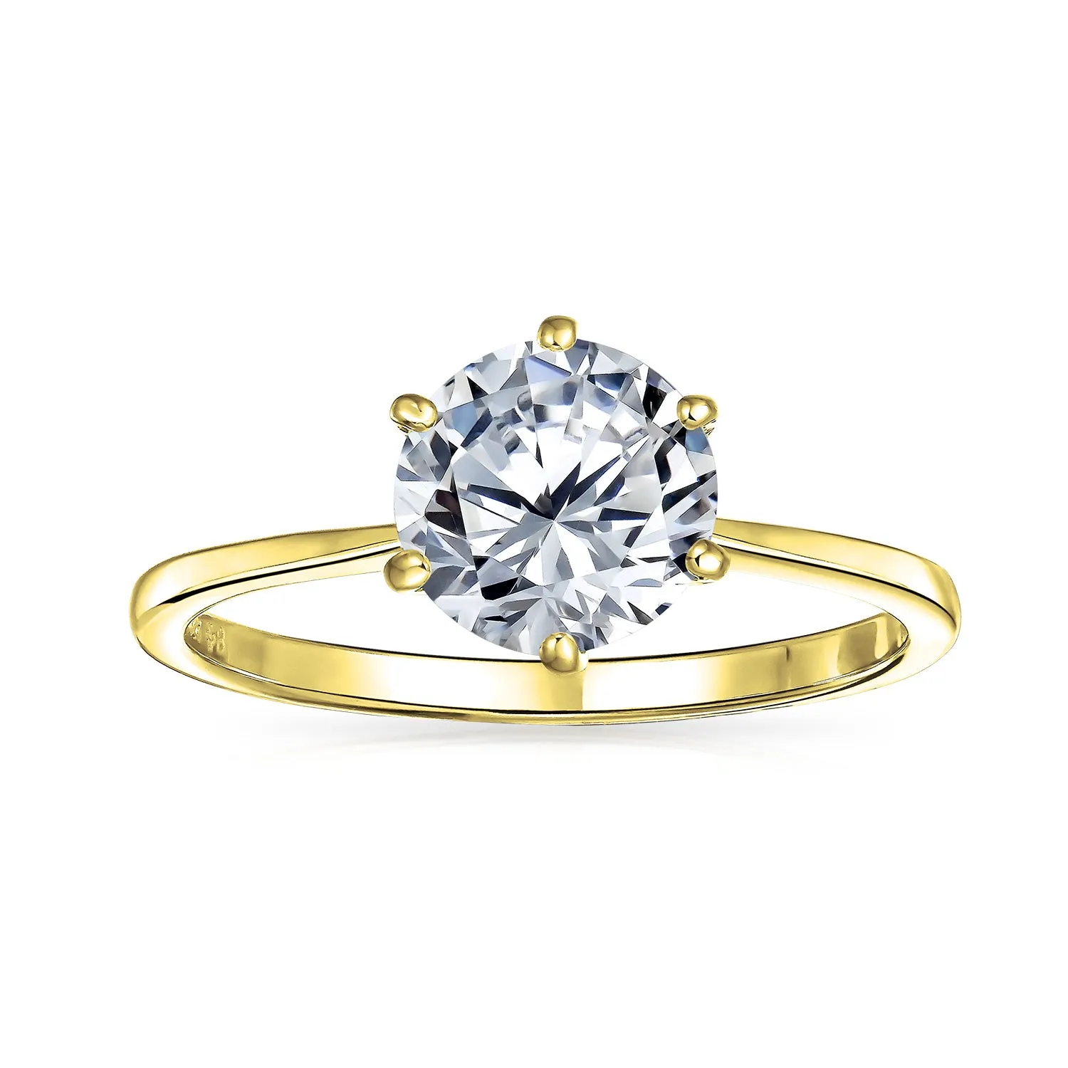 3CT Solitaire CZ Engagement Ring Sterling Silver Rose Gold Plated