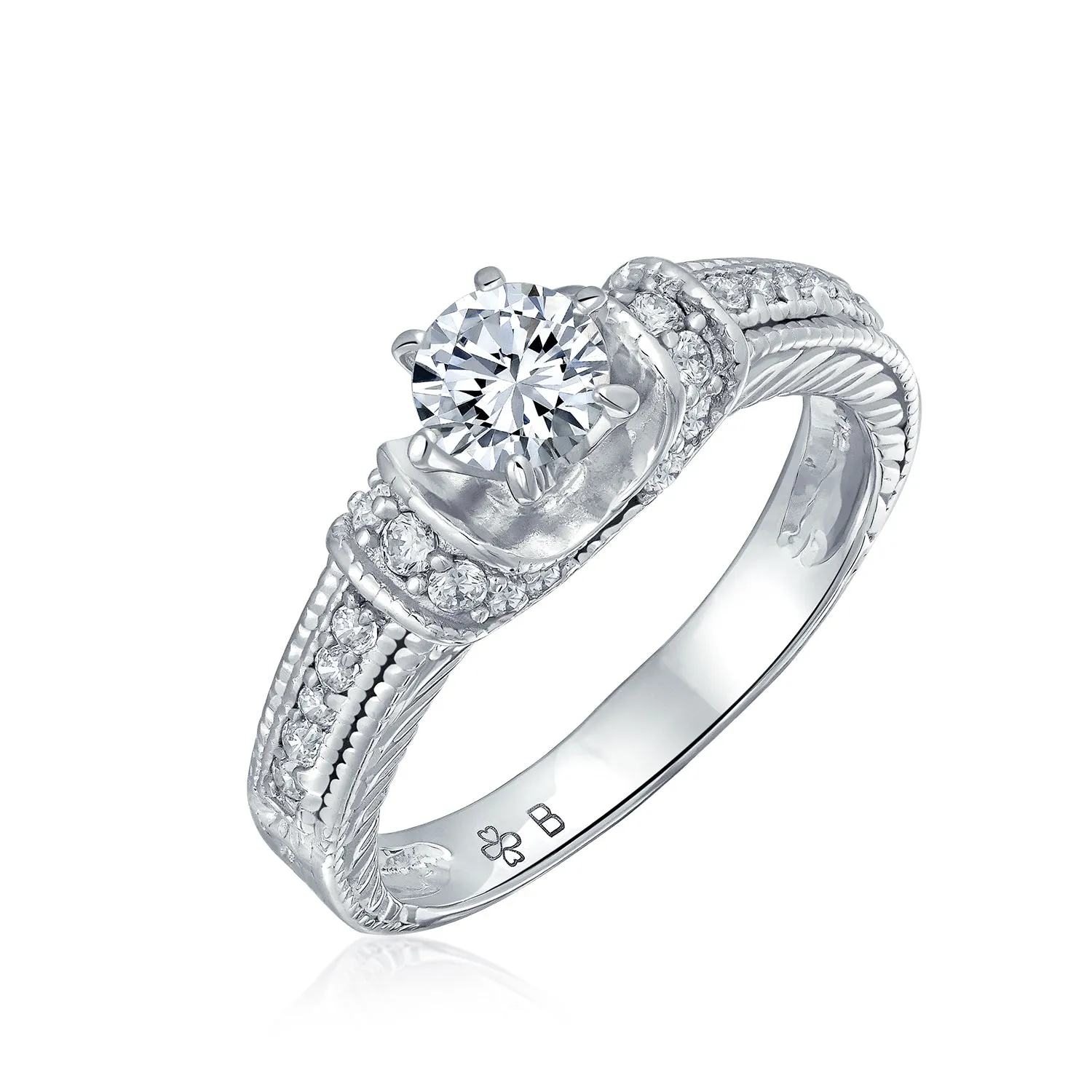 3CT Solitaire CZ Engagement Ring Sterling Silver Rose Gold Plated