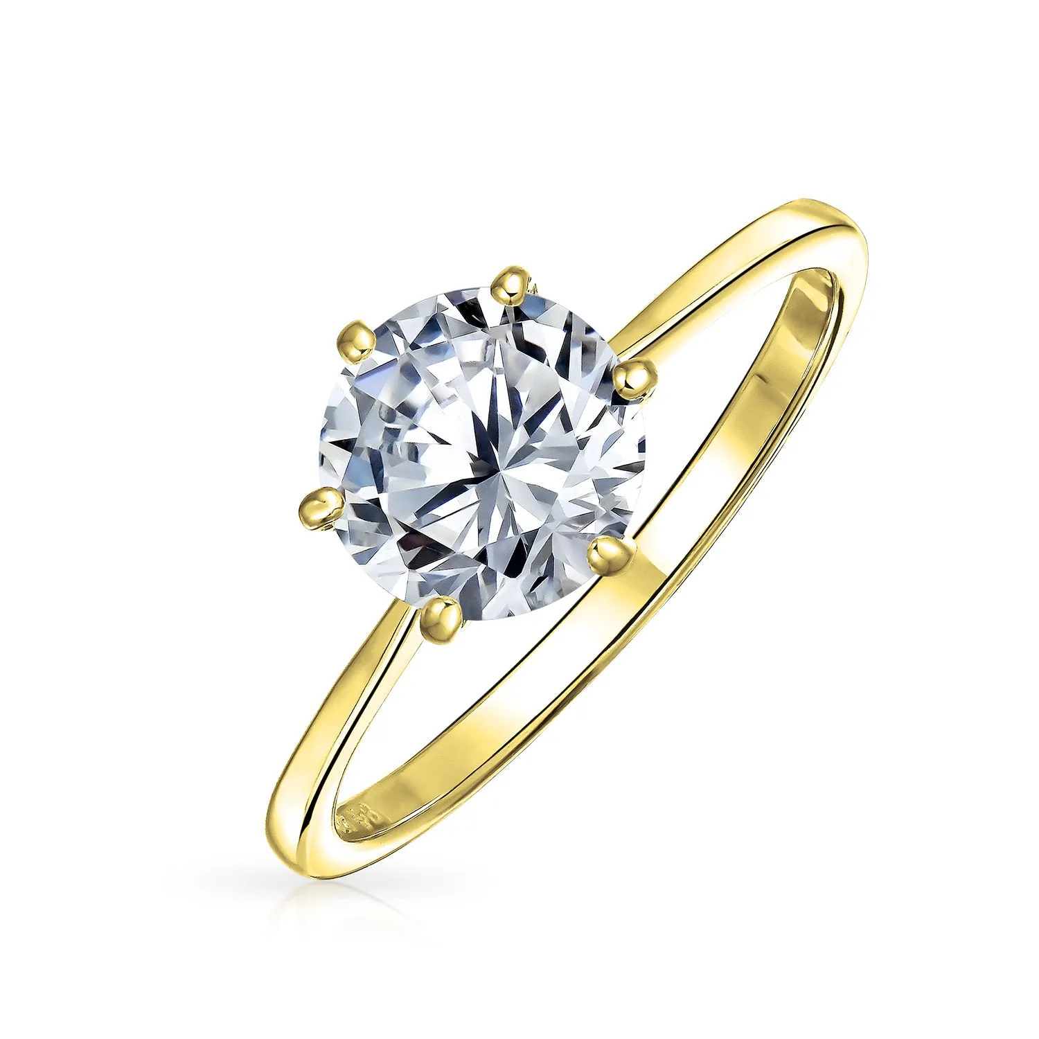 3CT Solitaire CZ Engagement Ring Sterling Silver Rose Gold Plated