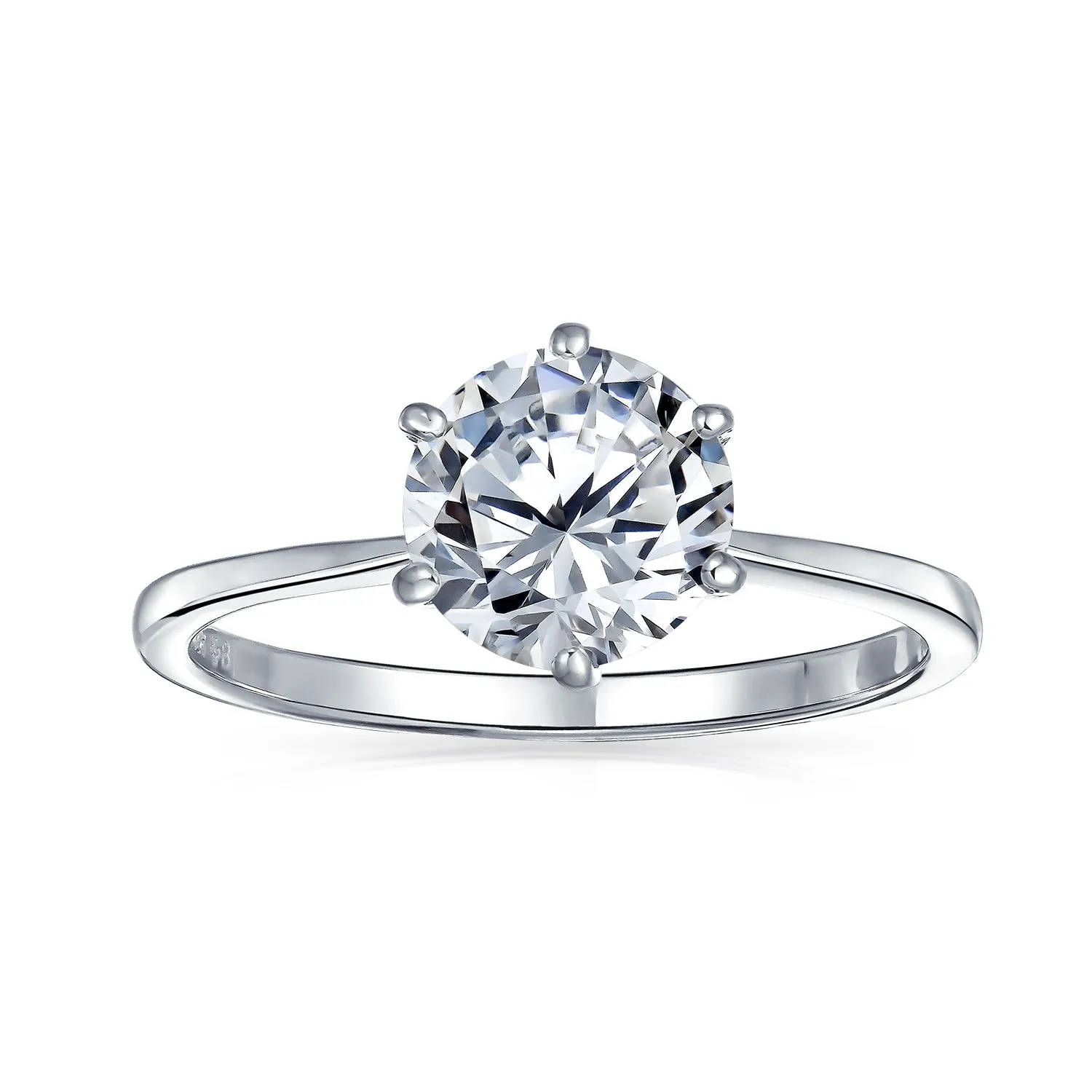 3CT Solitaire CZ Engagement Ring Sterling Silver Rose Gold Plated