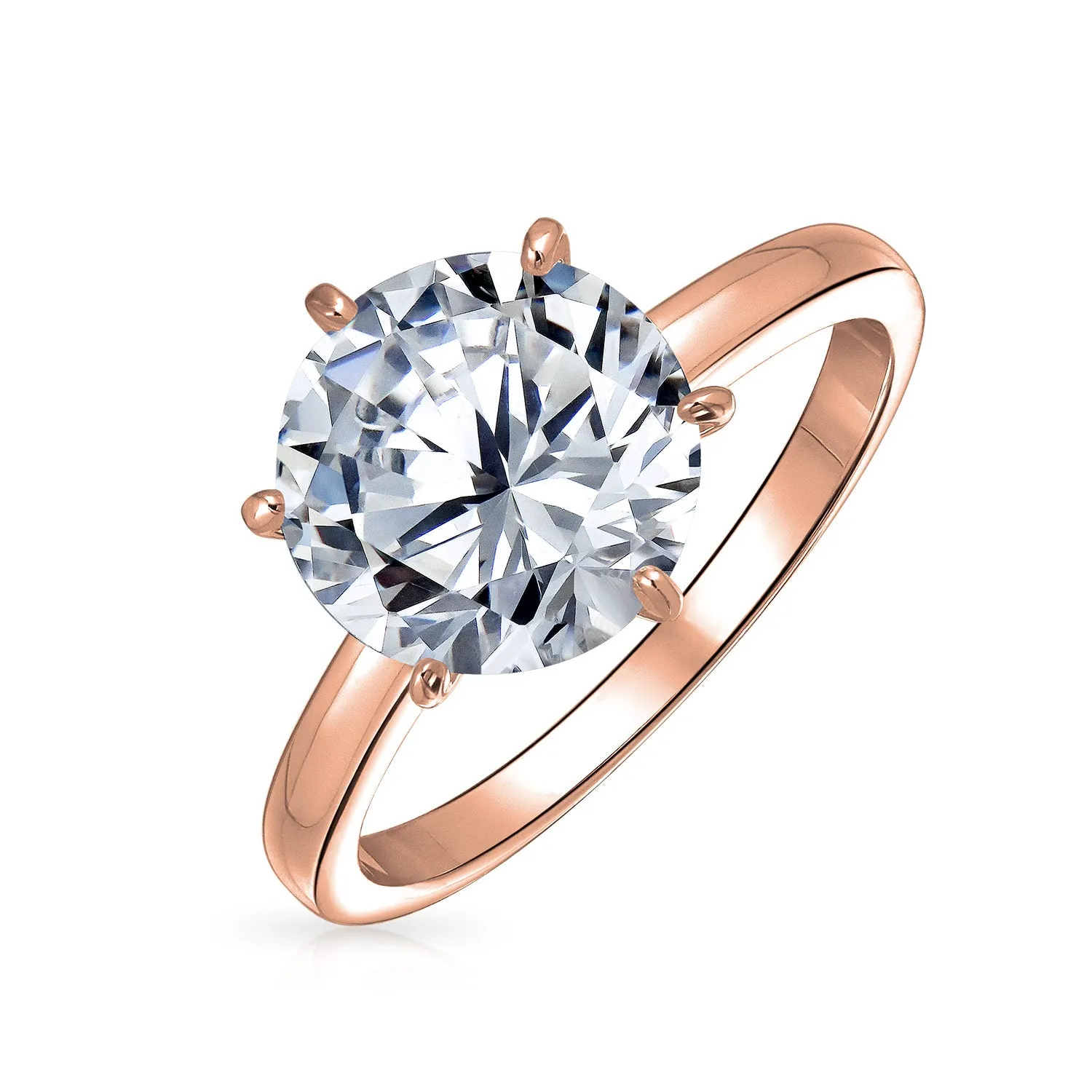 3CT Solitaire CZ Engagement Ring Sterling Silver Rose Gold Plated