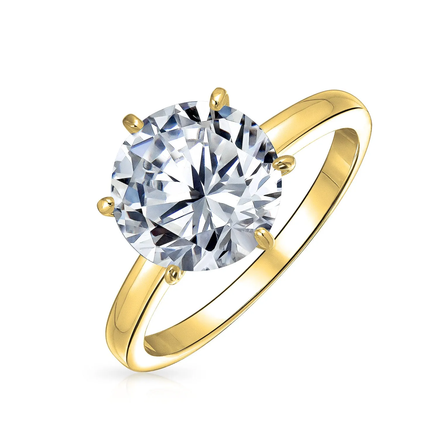 3CT Solitaire CZ Engagement Ring Sterling Silver Rose Gold Plated
