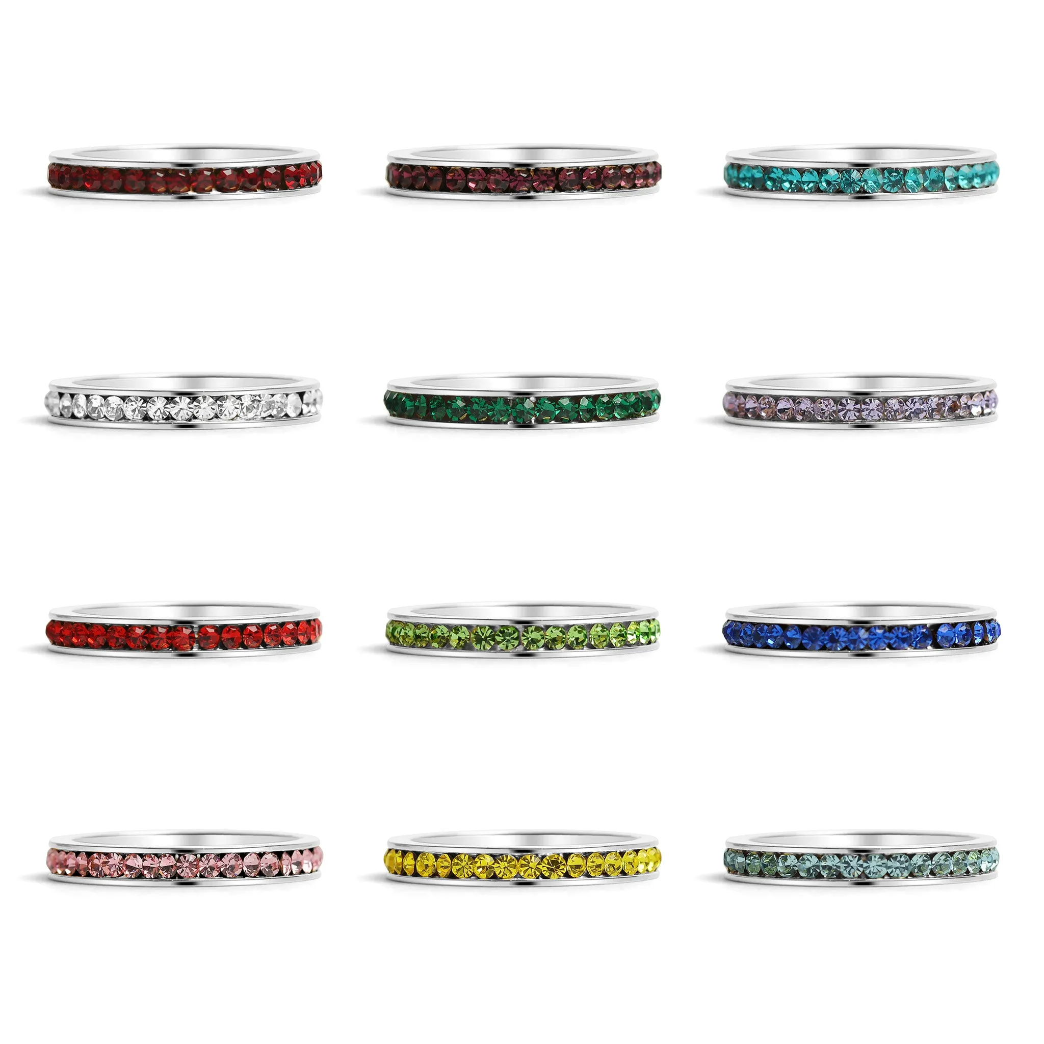 75 pc Stainless Steel Birthstone Eternity Ring Set / BND0005