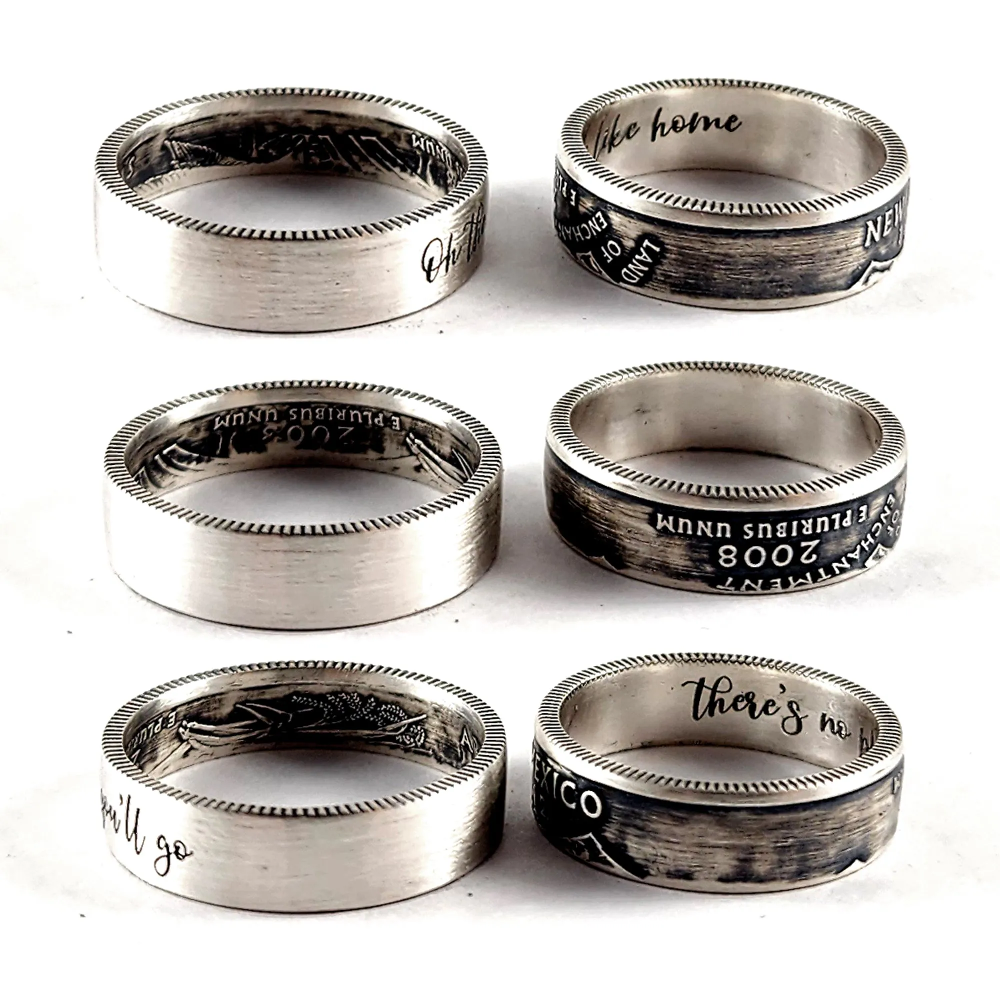 90% Silver Custom Engraved State Quarter Ring