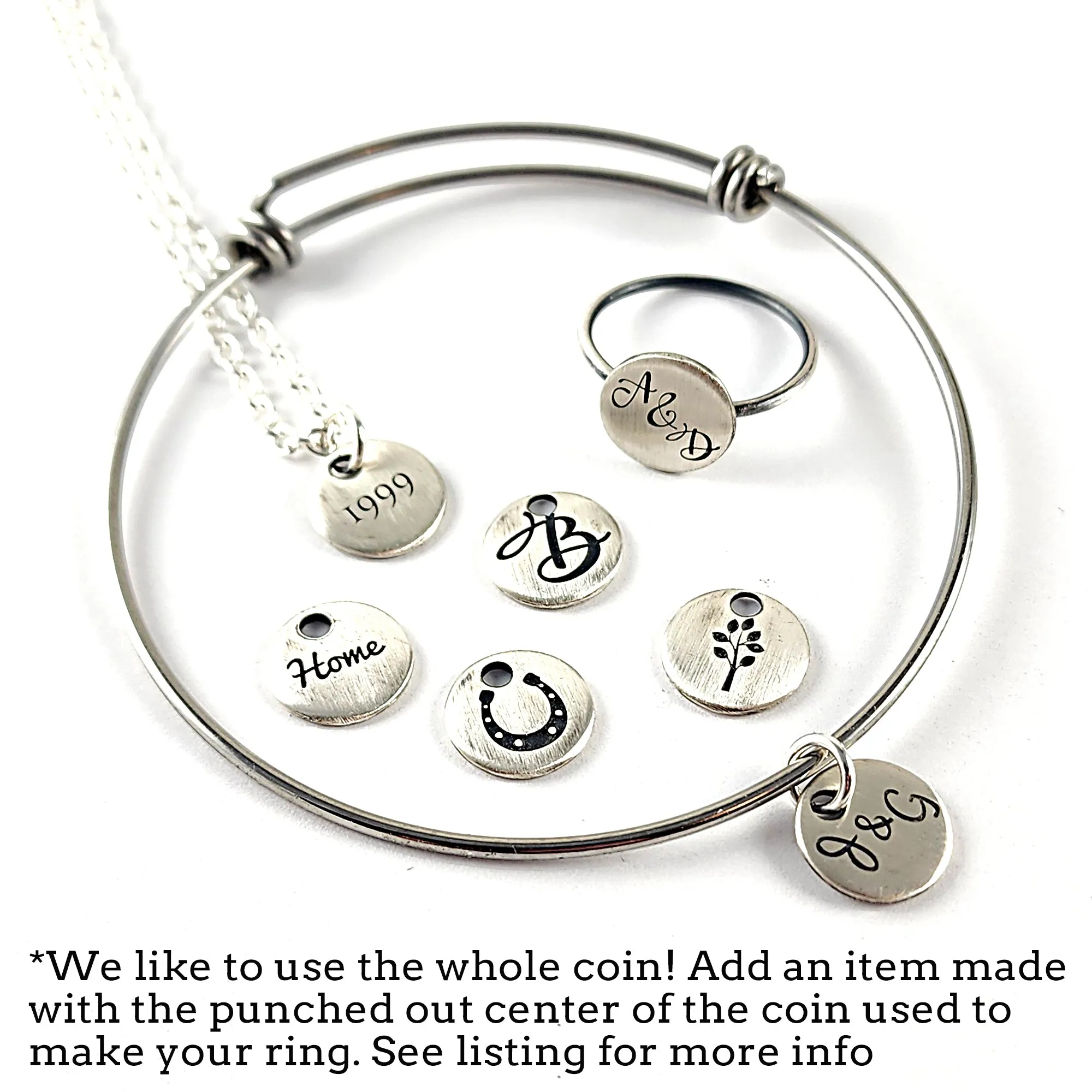 90% Silver Custom Engraved State Quarter Ring
