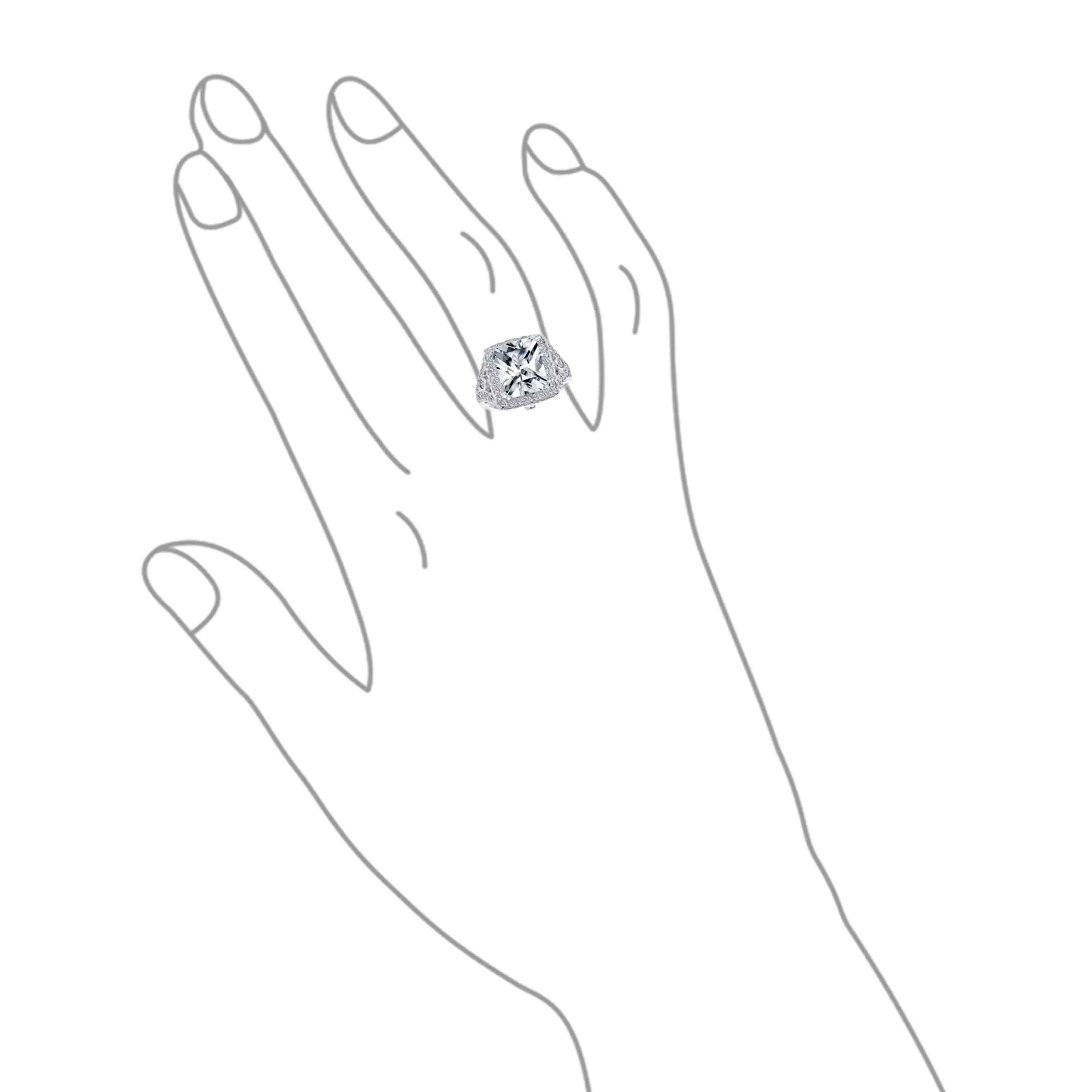 .925 Sterling Silver 7CT AAA CZ Emerald Cut Engagement Ring Baguette