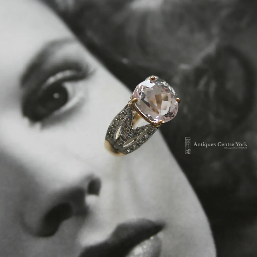 9ct Pink Kunzite & Diamond Dress Ring