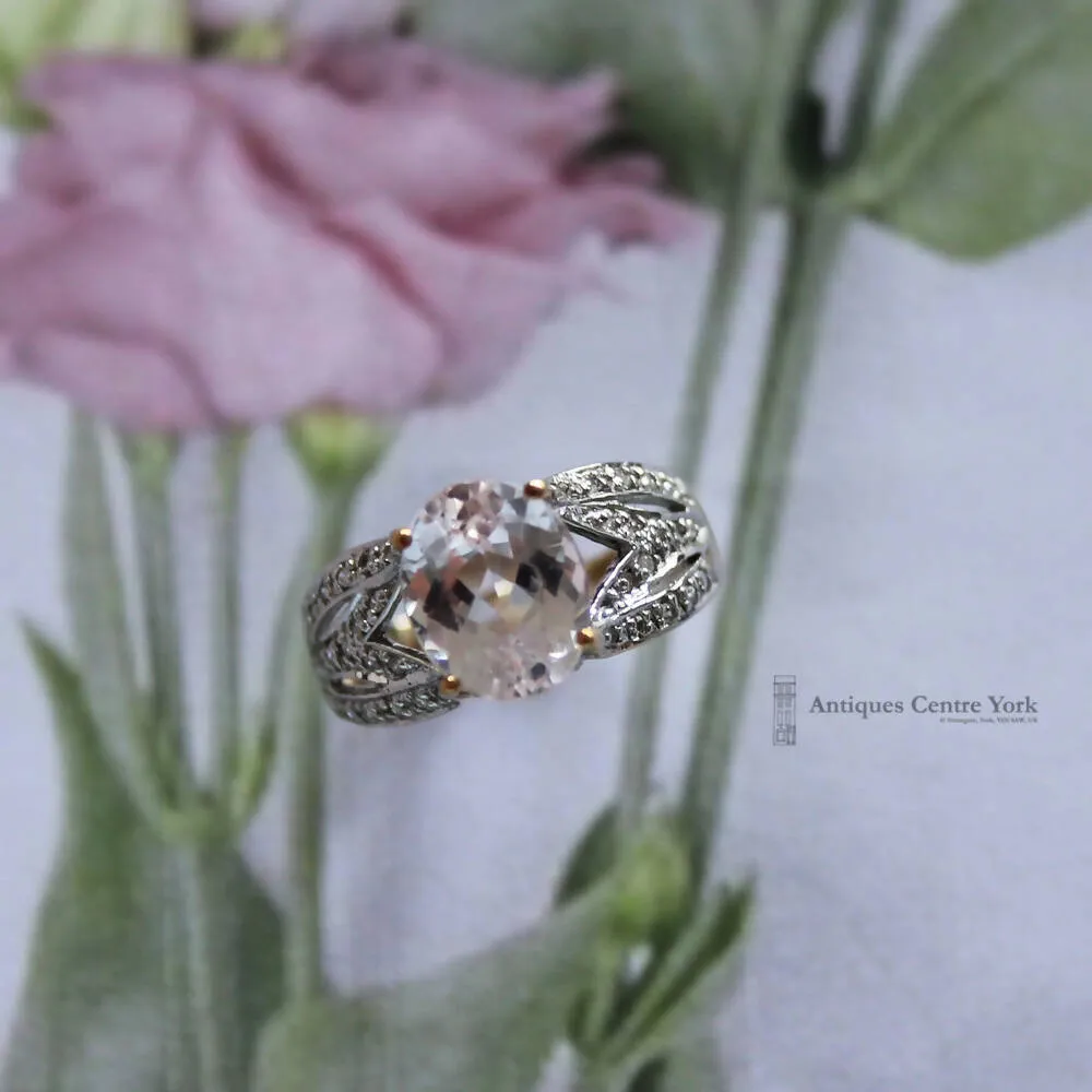 9ct Pink Kunzite & Diamond Dress Ring