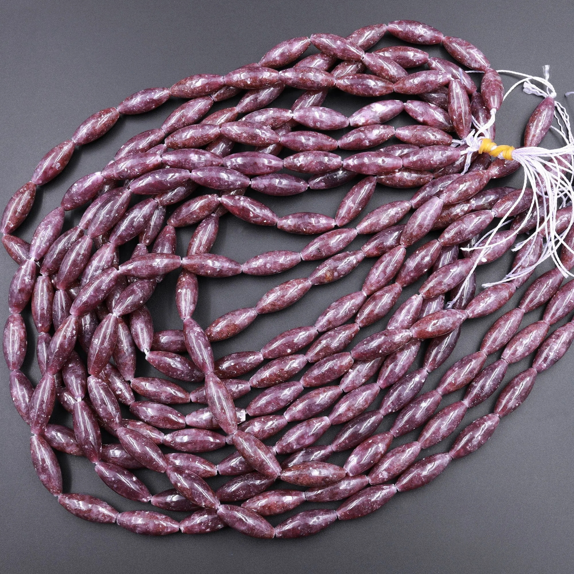 AAA Grade Natural Maroon Purple Lepidolite 20x8mm Oval Marquise Beads High Quality 100% Natural Lepidolite Gemstone 16" Strand