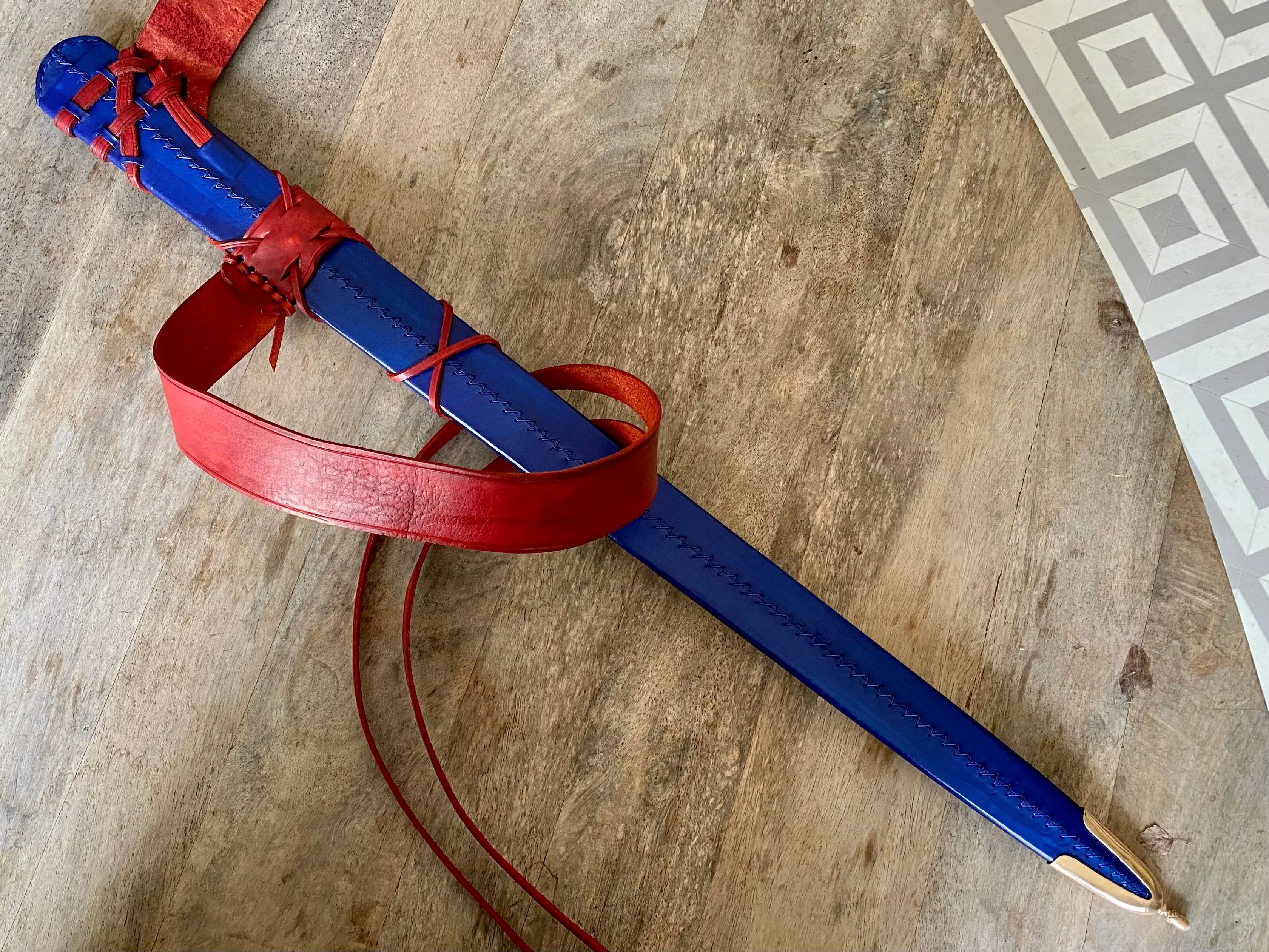 Albion Senlac/Norman Sword Scabbard with Arn set up tied belt -  SOLD