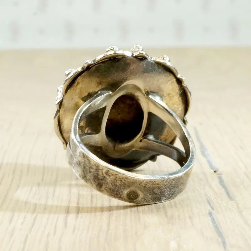Amber & Ornate Silver Mystery Ring